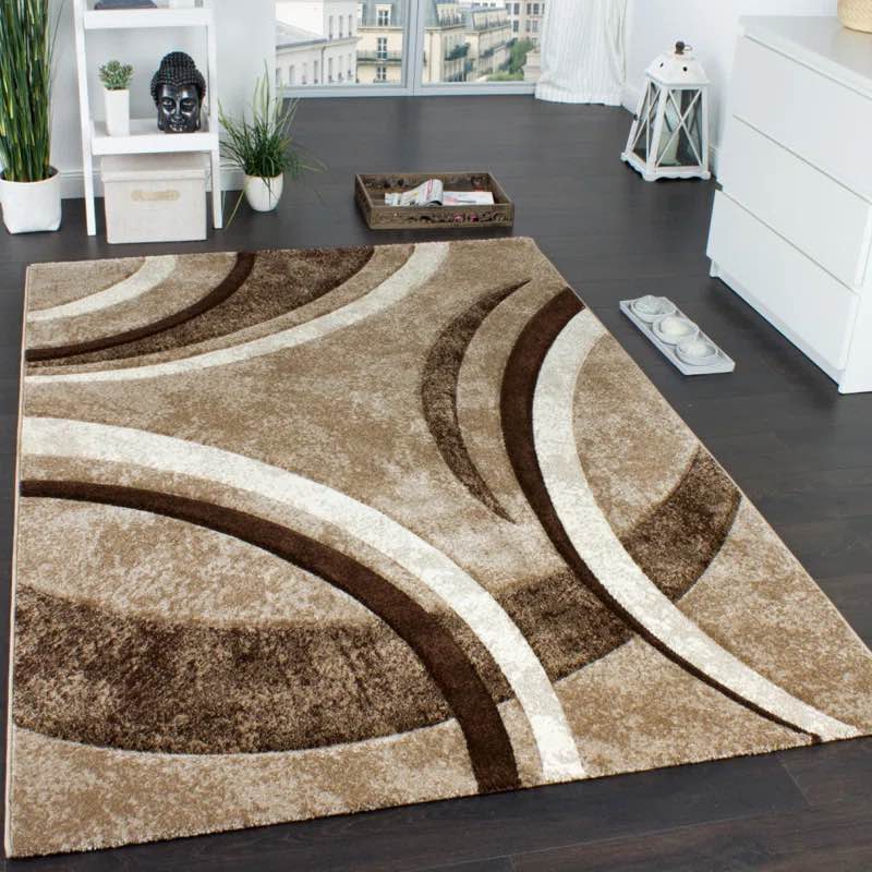 Arhan Abstract Brown Beige Area Rug