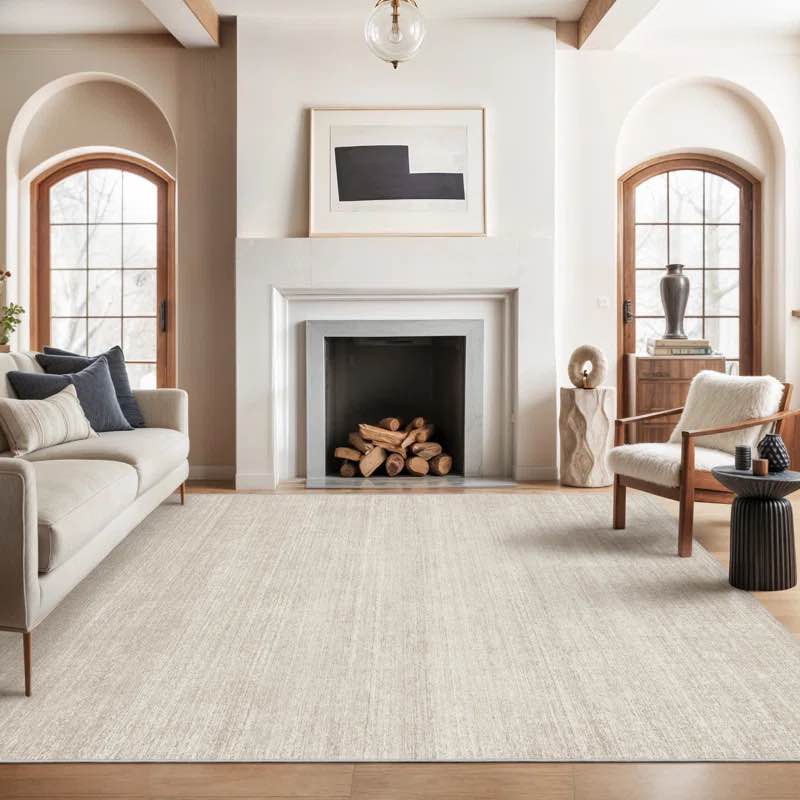 Vintage Striped Non Slip Washable Area Rug(Beige)