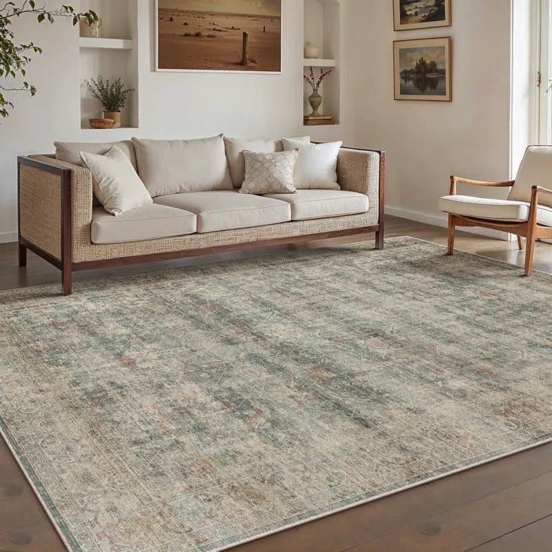 Kurzawski Vintage Washable Area Rug With Non-Slip Backing