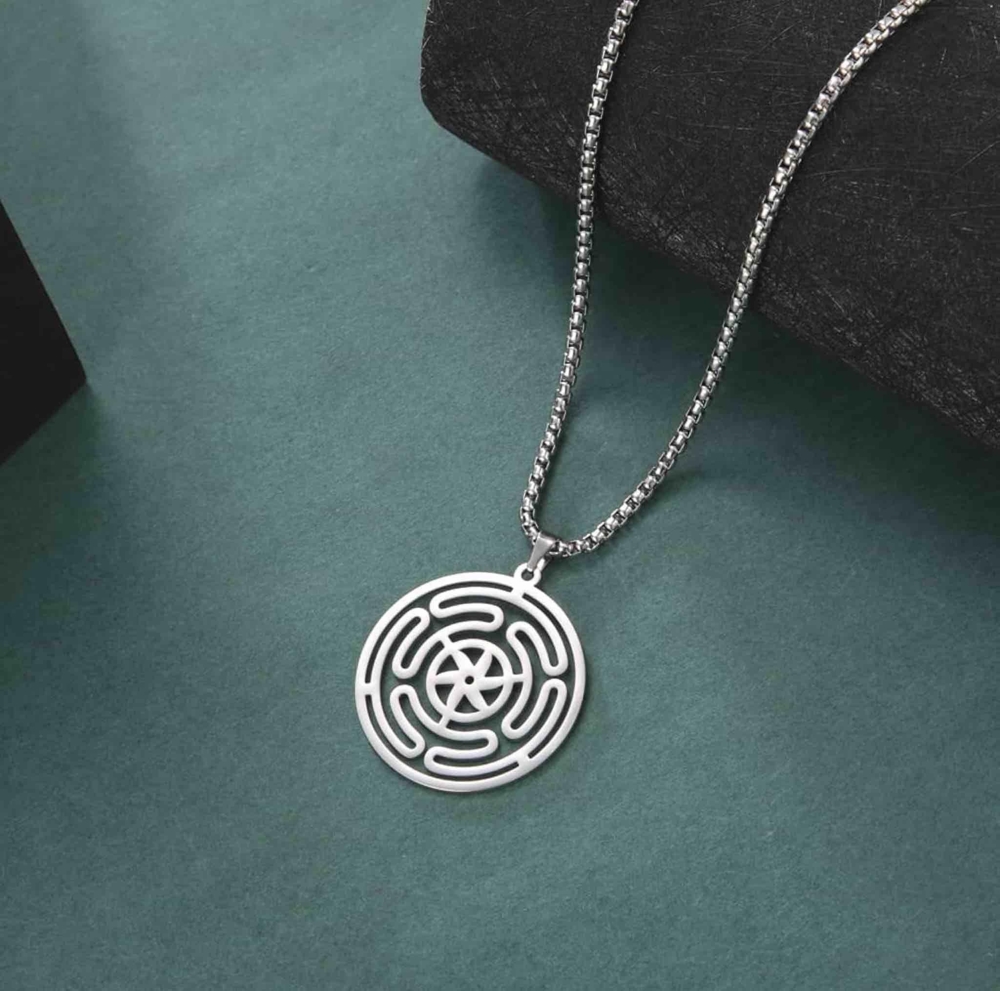 Wheel of Hecate Necklace and Keychain for Women Men Stainless Steel (5 Pack)
