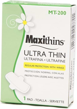 maxithins MT-200 sanitary napkins-regular protection, ultrathin with wings one box equals 200 boxes case