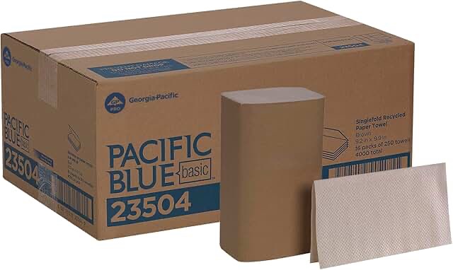pacific blue basic 23504 single fold recycled paper towel
