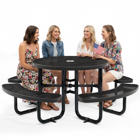 OutTan Metal Picnic Table Top - Round - 46 in - Black - Table Top (See Description)