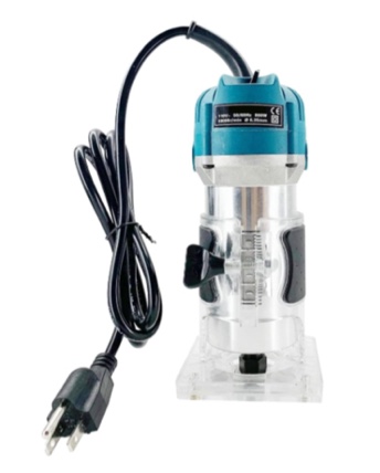  Electric Hand Trimer Wood Router 1/4" Collets Woodworking Tool Laminate Trimer, Blue