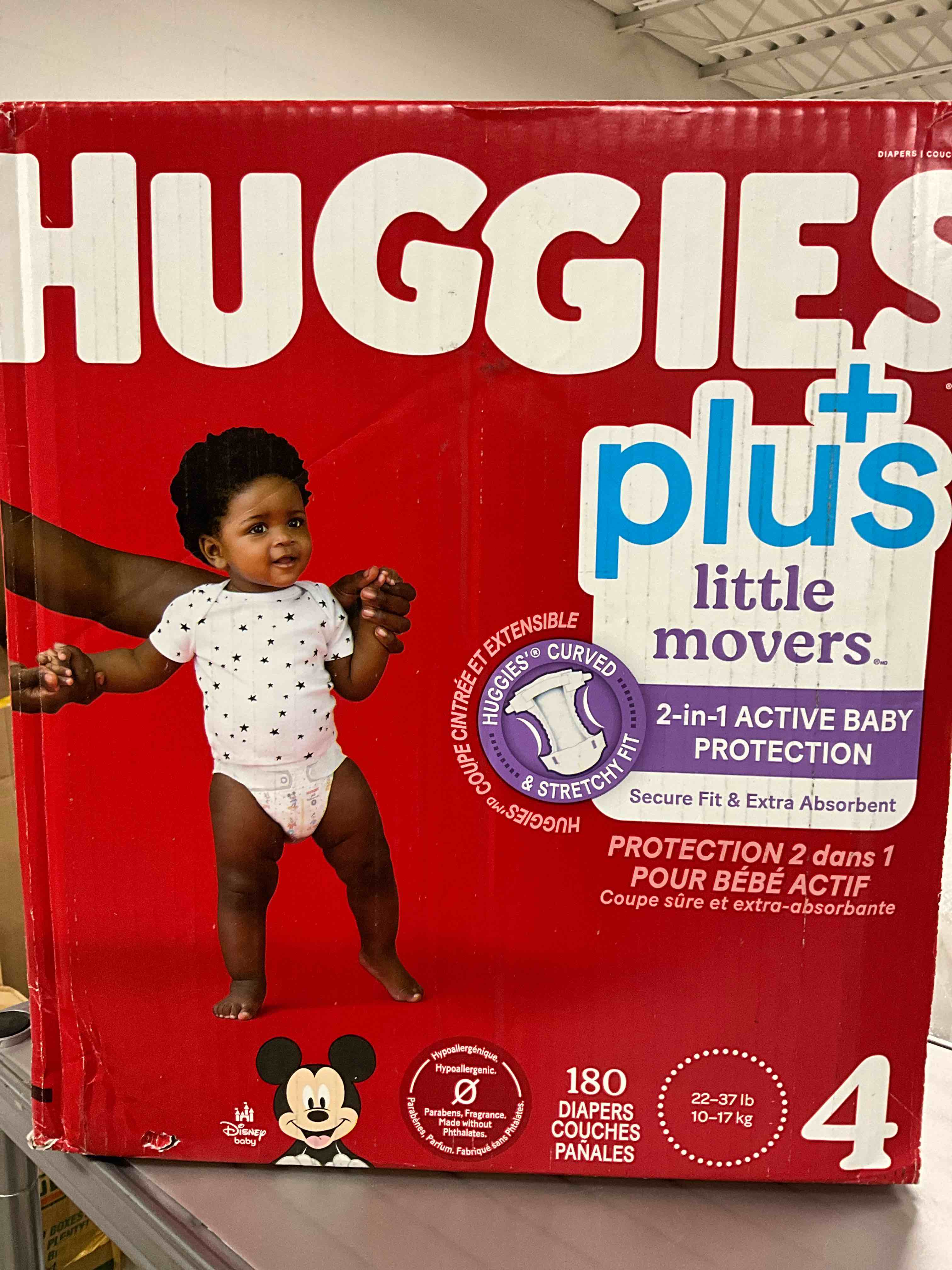 Huggies Little Movers Diapers, Size 4-22-37 Pounds (180 Count)