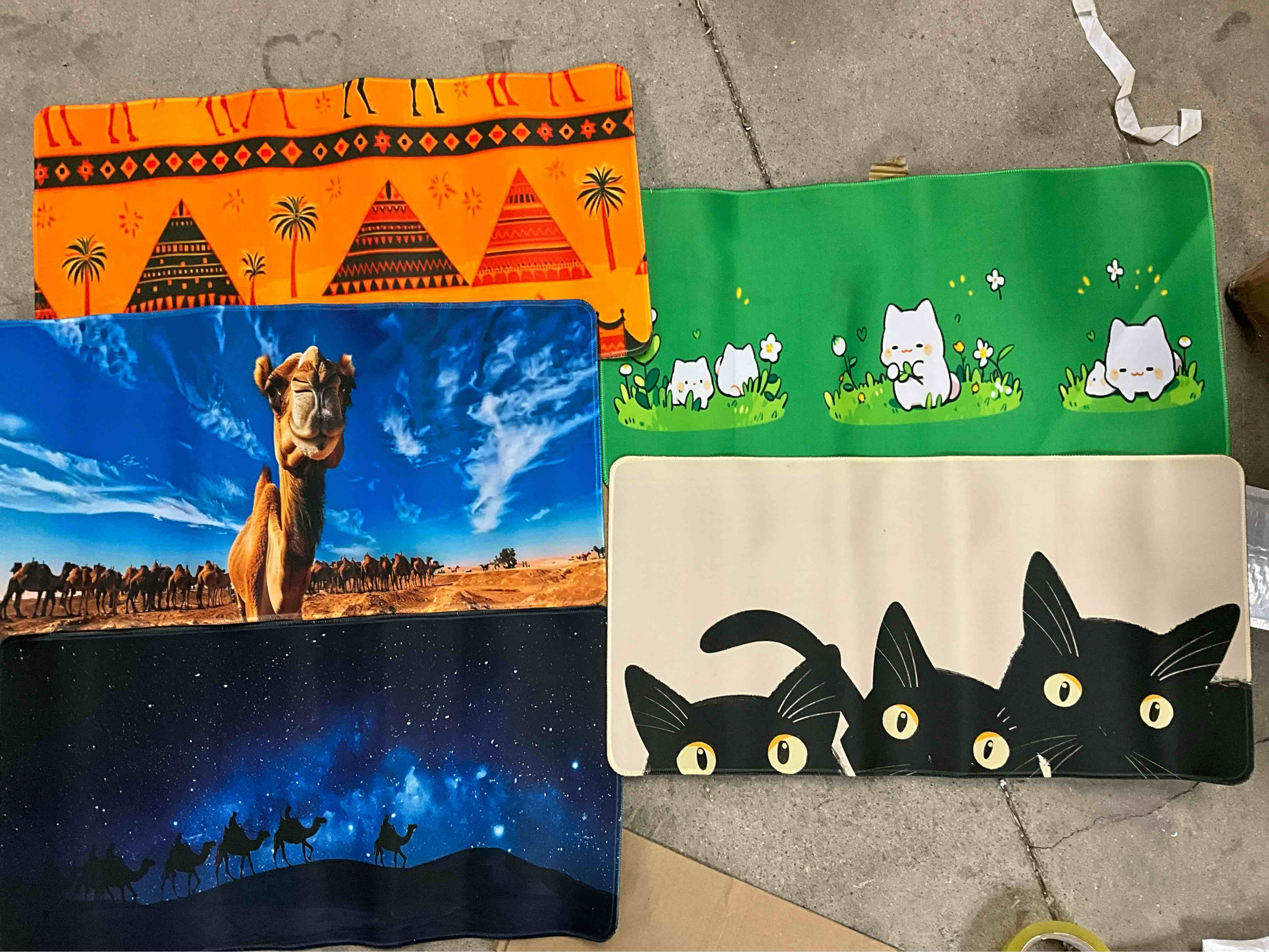 Assorted 5 Pack Large Mouse Pad (Size Around 11” x 22”)