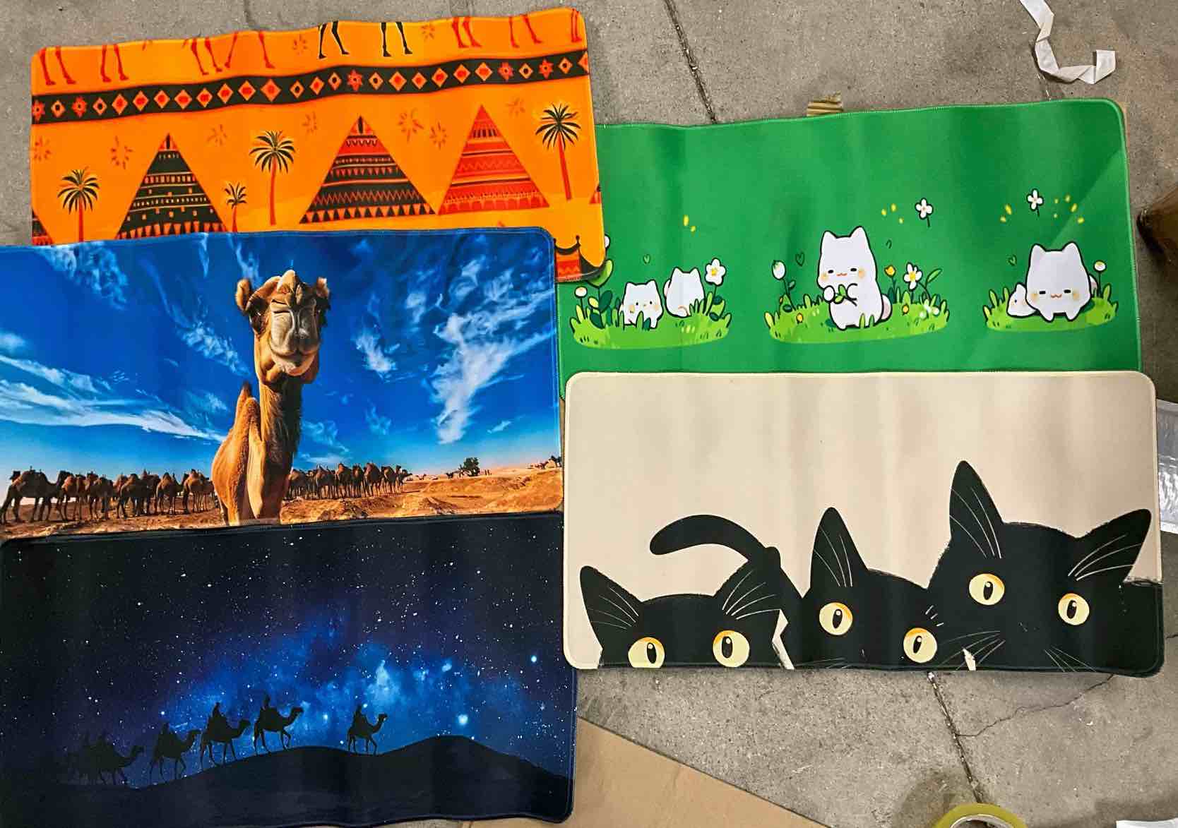 Assorted 5 Pack Large Mouse Pad (Size Around 11” x 22”)