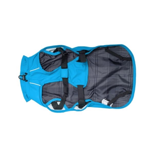 CHIARA Harry Rain Jacket with Harness, Size:30 cm (Raincoat for Dogs Waterproof, Extra Safety with Reflective Strips), Colour: Blue
