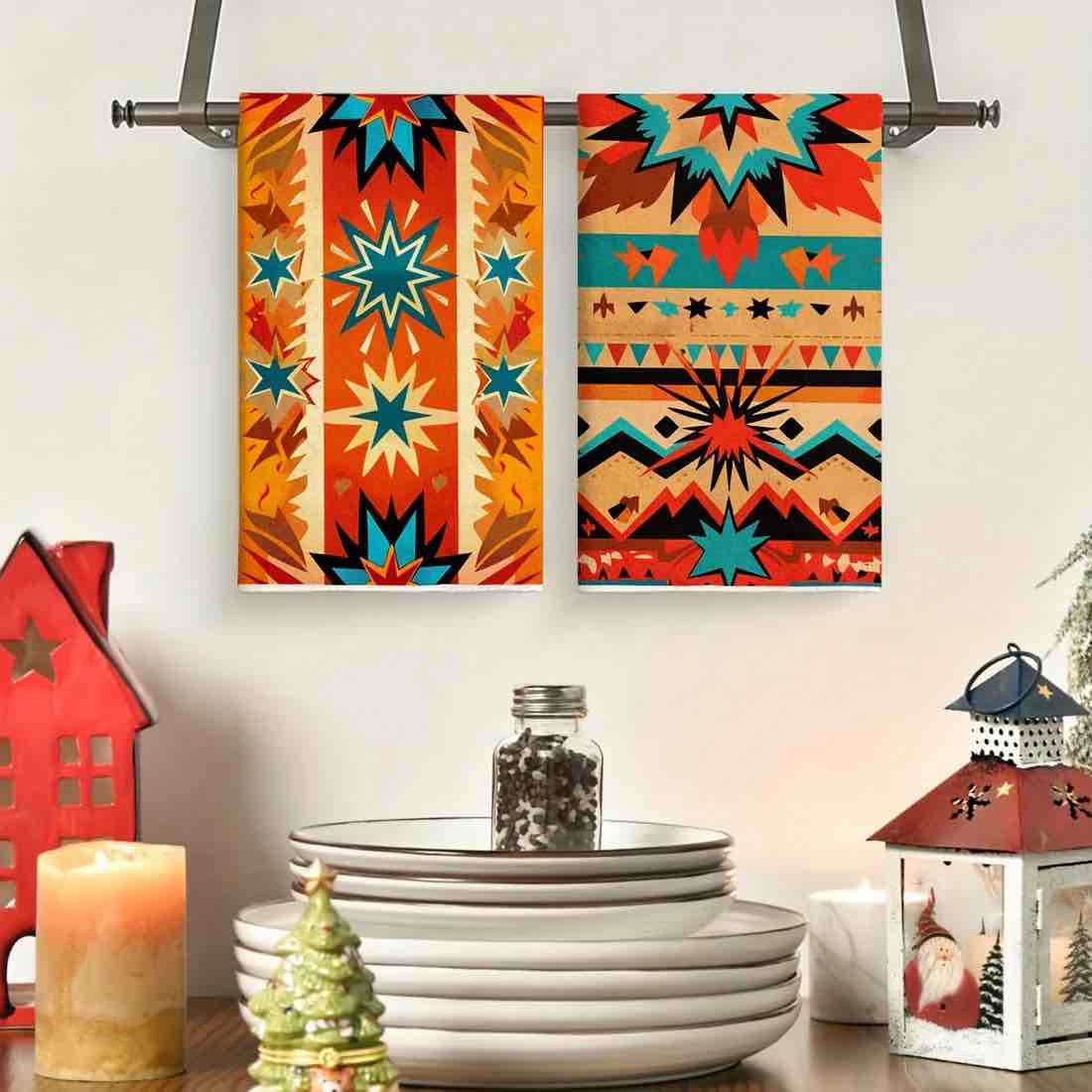 Southwest Design Native American 2pcs, Dishcloth Hand Towels, Ultra-Soft Microfiber Kitchen Towels (20"X28"/50cm*70cm)