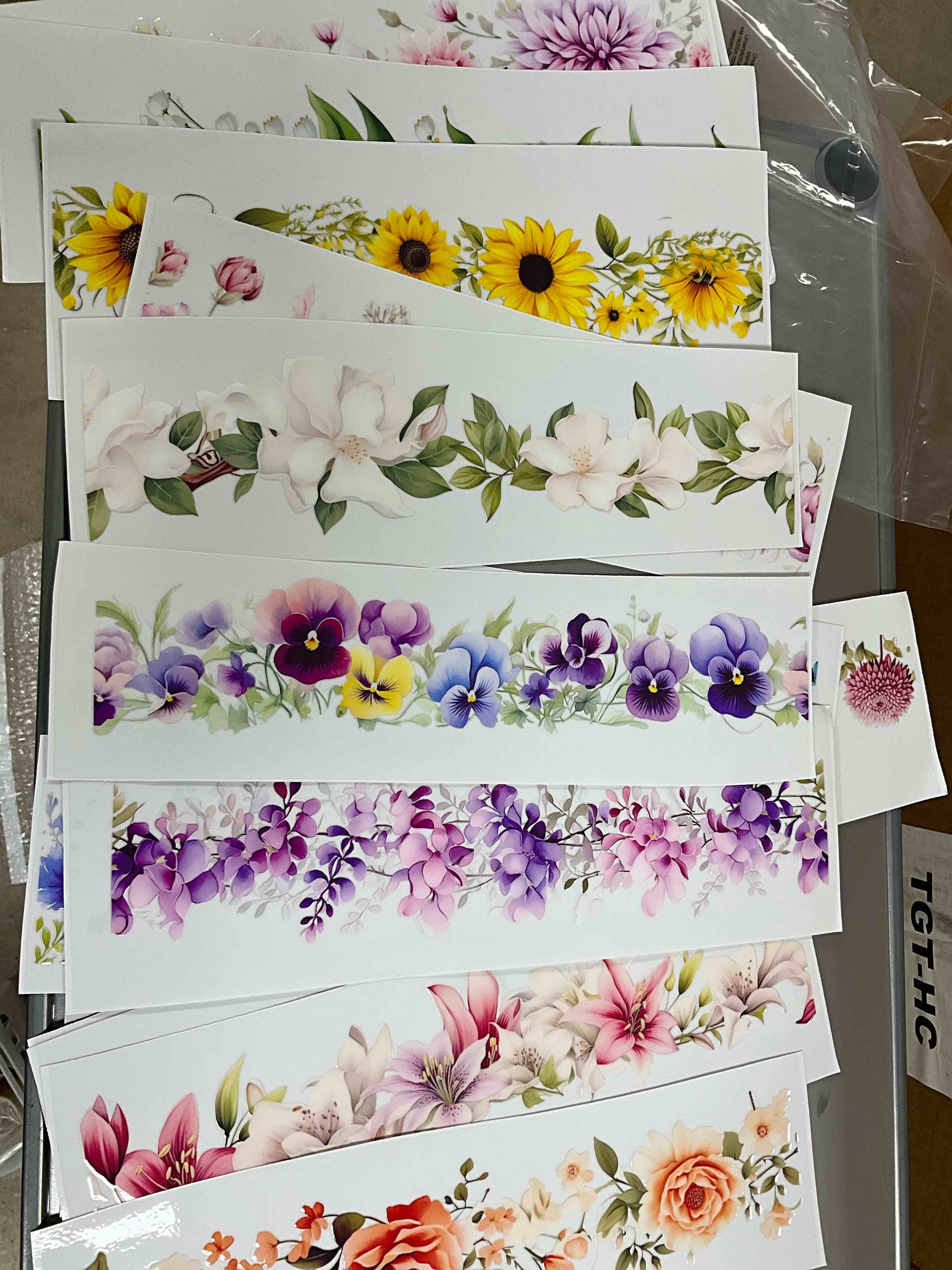 Rub on Transfer Decals for Furniture Crafts 6"x12" 16Pcs Floral Border Waterproof UV DTF Transfer Decals Sticker