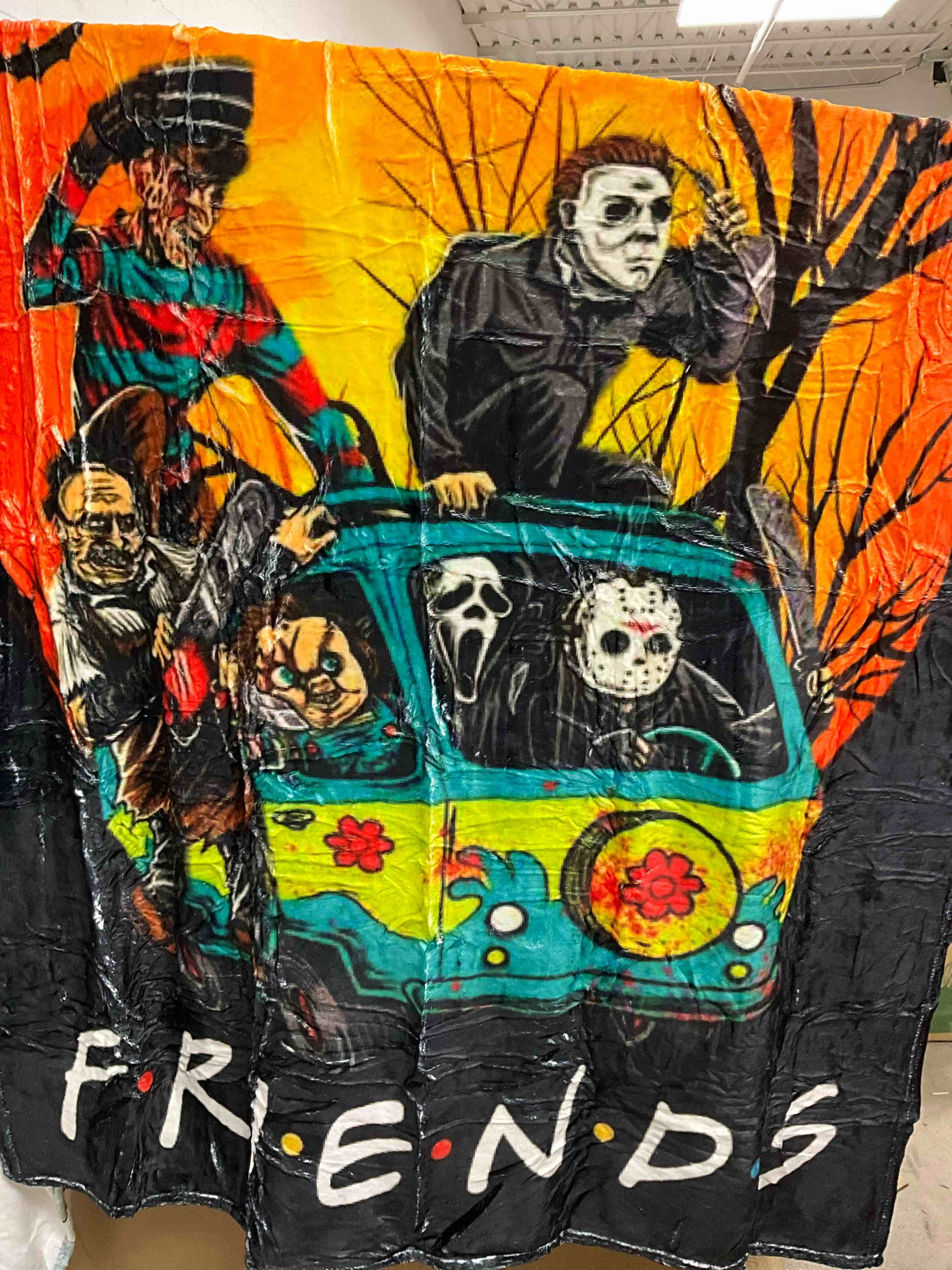 horror movie scream ghost face print flannel blanket, super soft and lightweight, suitable for all seasons, bedroom, sofa, living room, office and travel