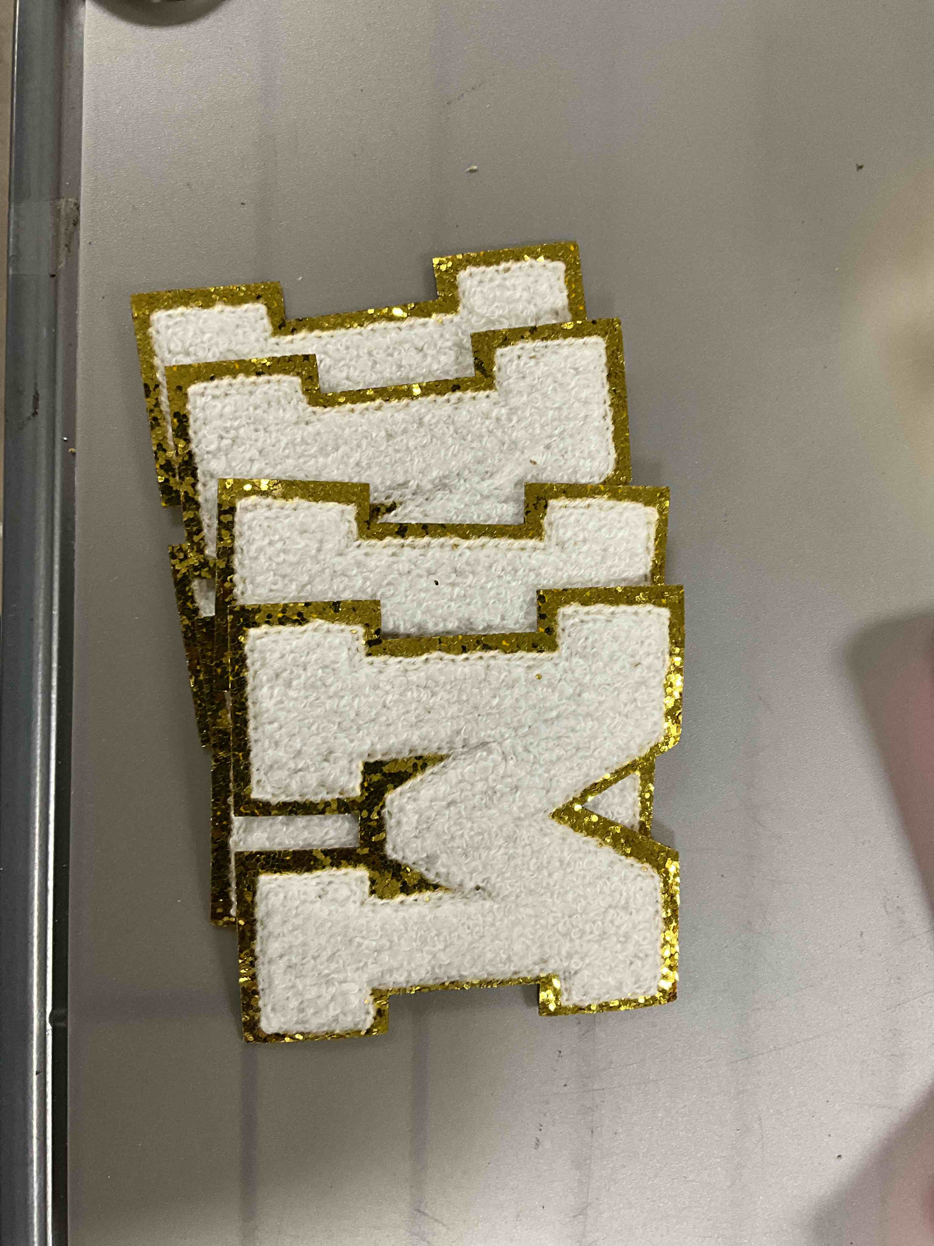 4Pcs White Chenille Letter, 2.2" Iron on Letters Patches, Chenille Letter Patches for Clothing (M) & (A)