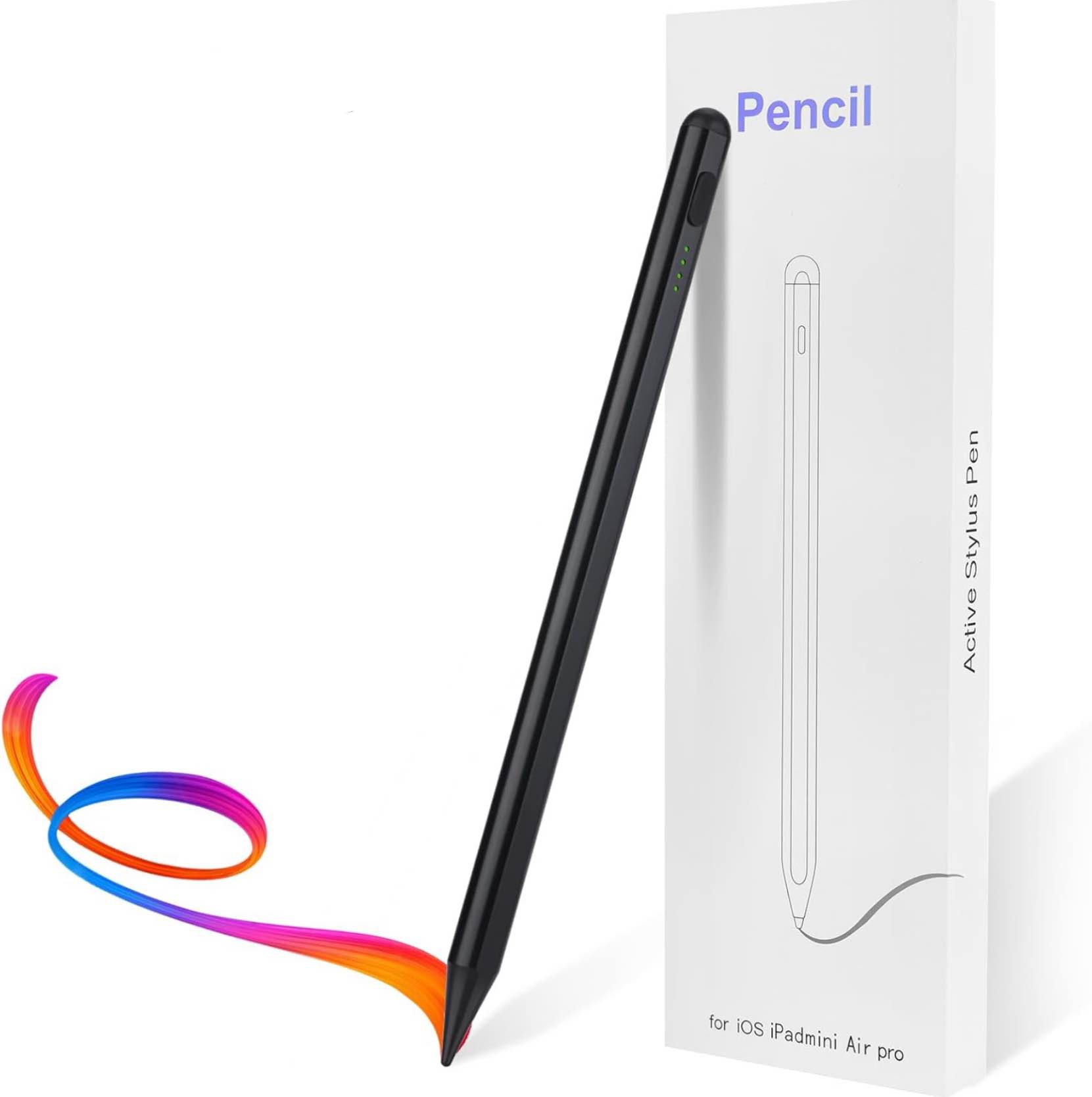 Stylus Pen for iPad Pencil 6-11th Generation(2018-2025) - 2X Fast Charge Active Pencil Compatible with Apple Pencil Pro 11"/12.9"/M4, Air 3/4/5/M2/M3,mini 5/6, Black