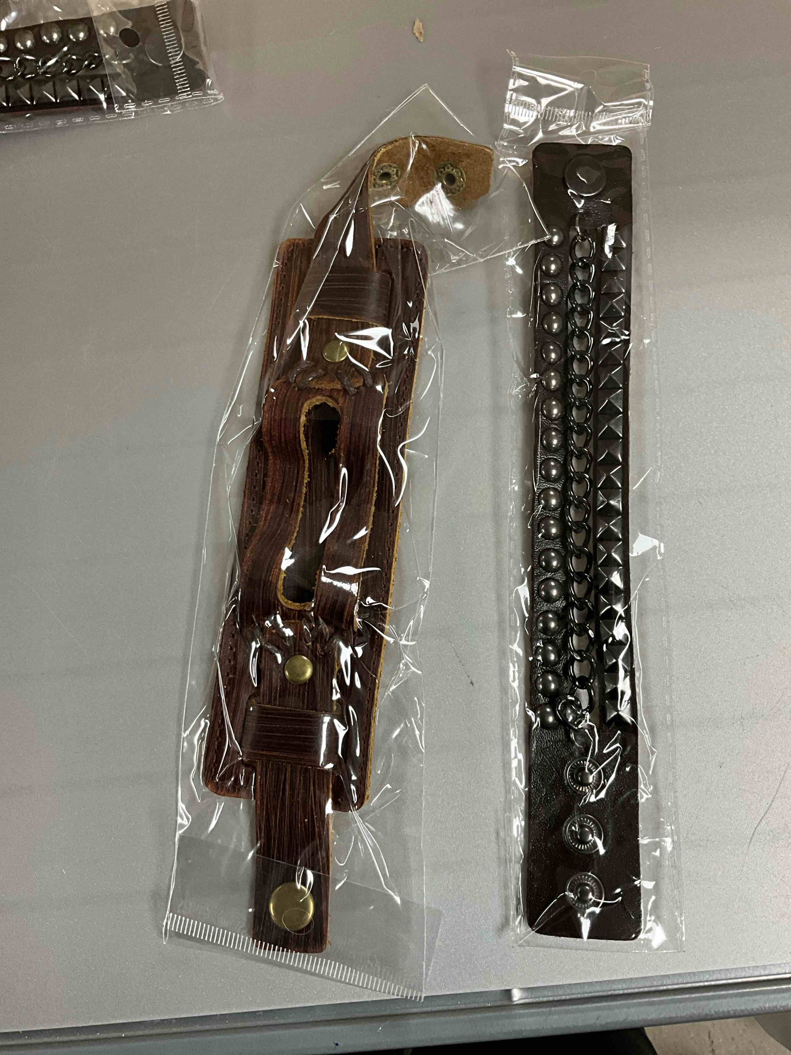 Punk Rock Adjustable Small Wristband Faux Leather Arm Band Cuff Bracelet (5 pcs)