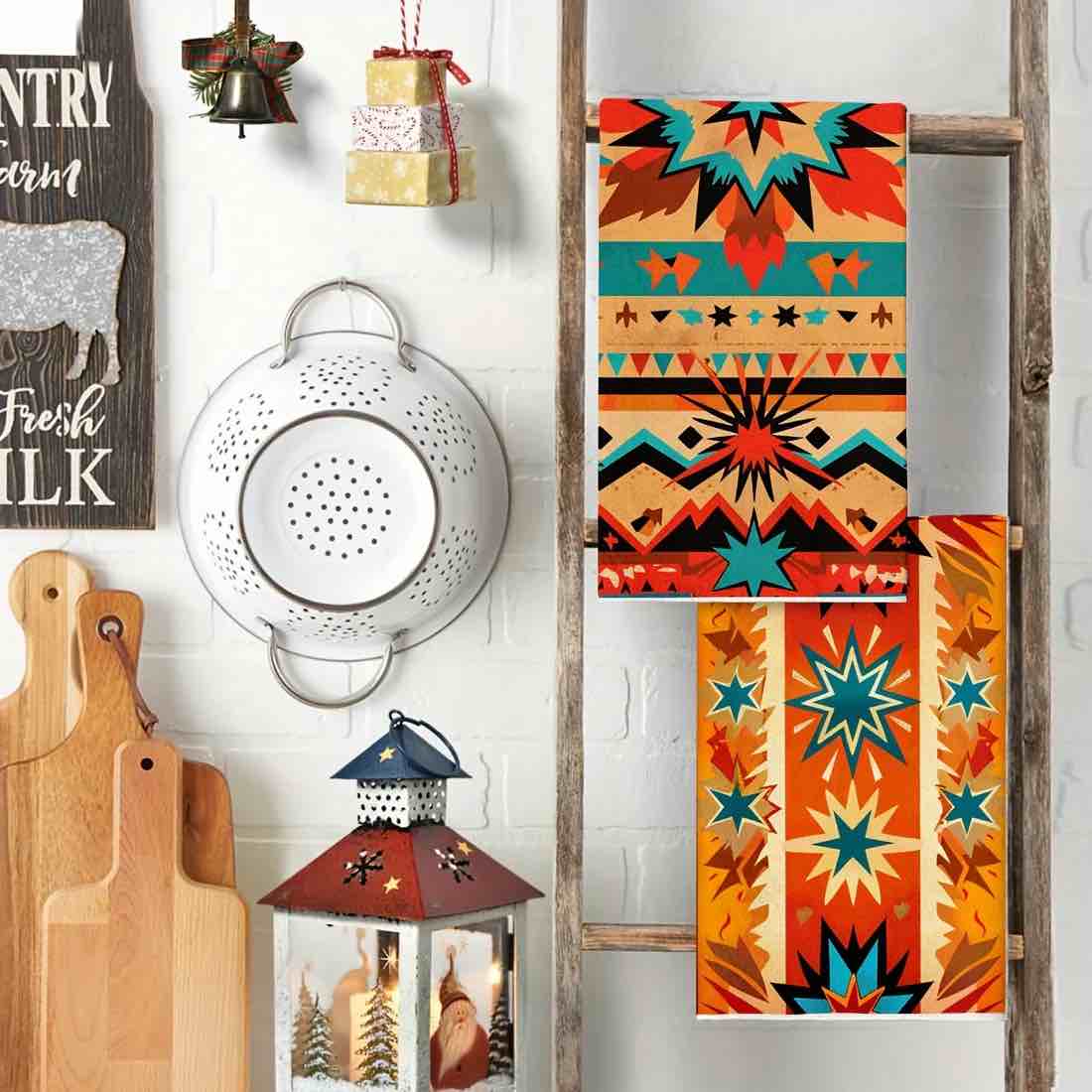 Southwest Design Native American 2pcs, Dishcloth Hand Towels, Ultra-Soft Microfiber Kitchen Towels, Absorbent Tea Towels For Cooking, Baking, Housewarming Gift