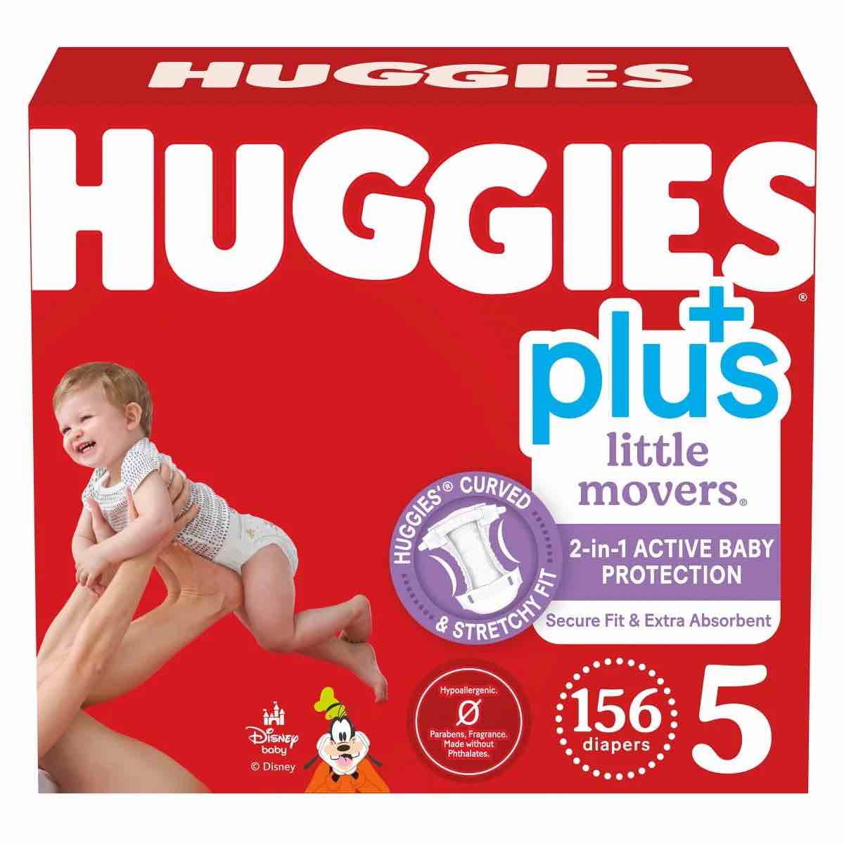 Huggies Plus Little Movers Diapers, Disney Baby, Size 5, 156 ct