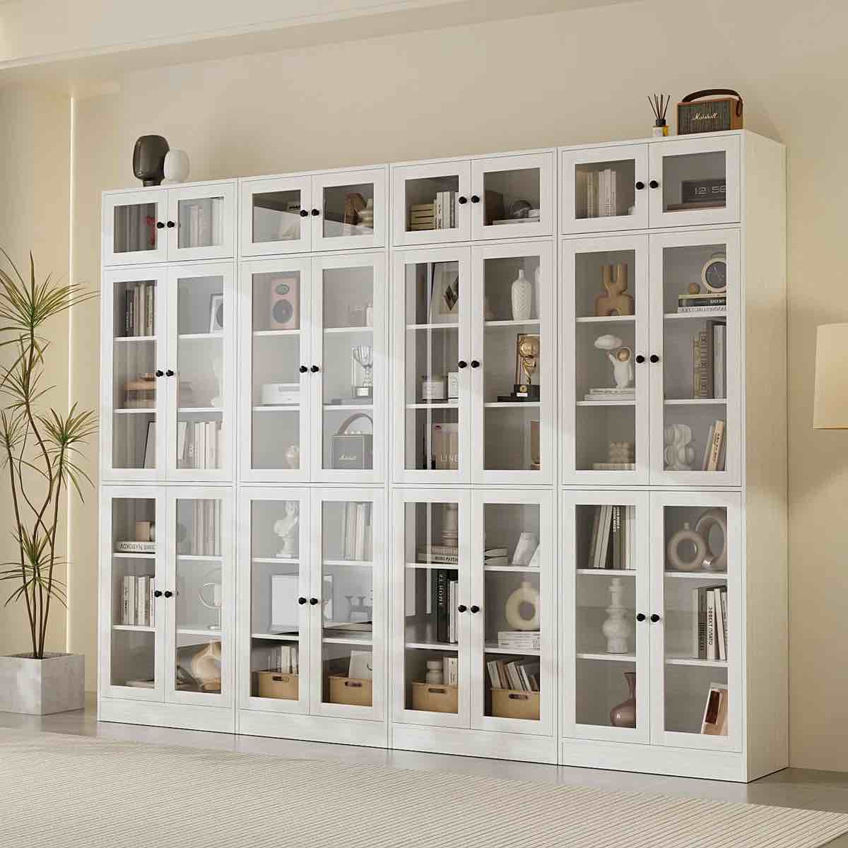 86.7'' H X 94.48'' W Book Cabinet Storage Bookcase Set