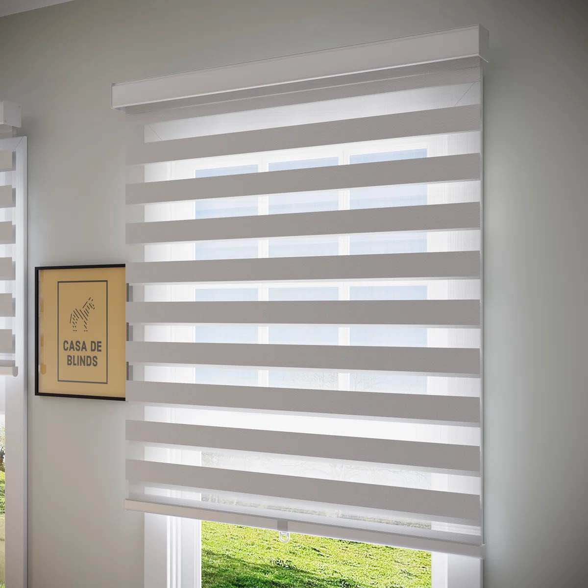 Zebra Blinds Window Dual Layer Roller Shades, Cordless Horizontal Blind, Bedroom, Privacy