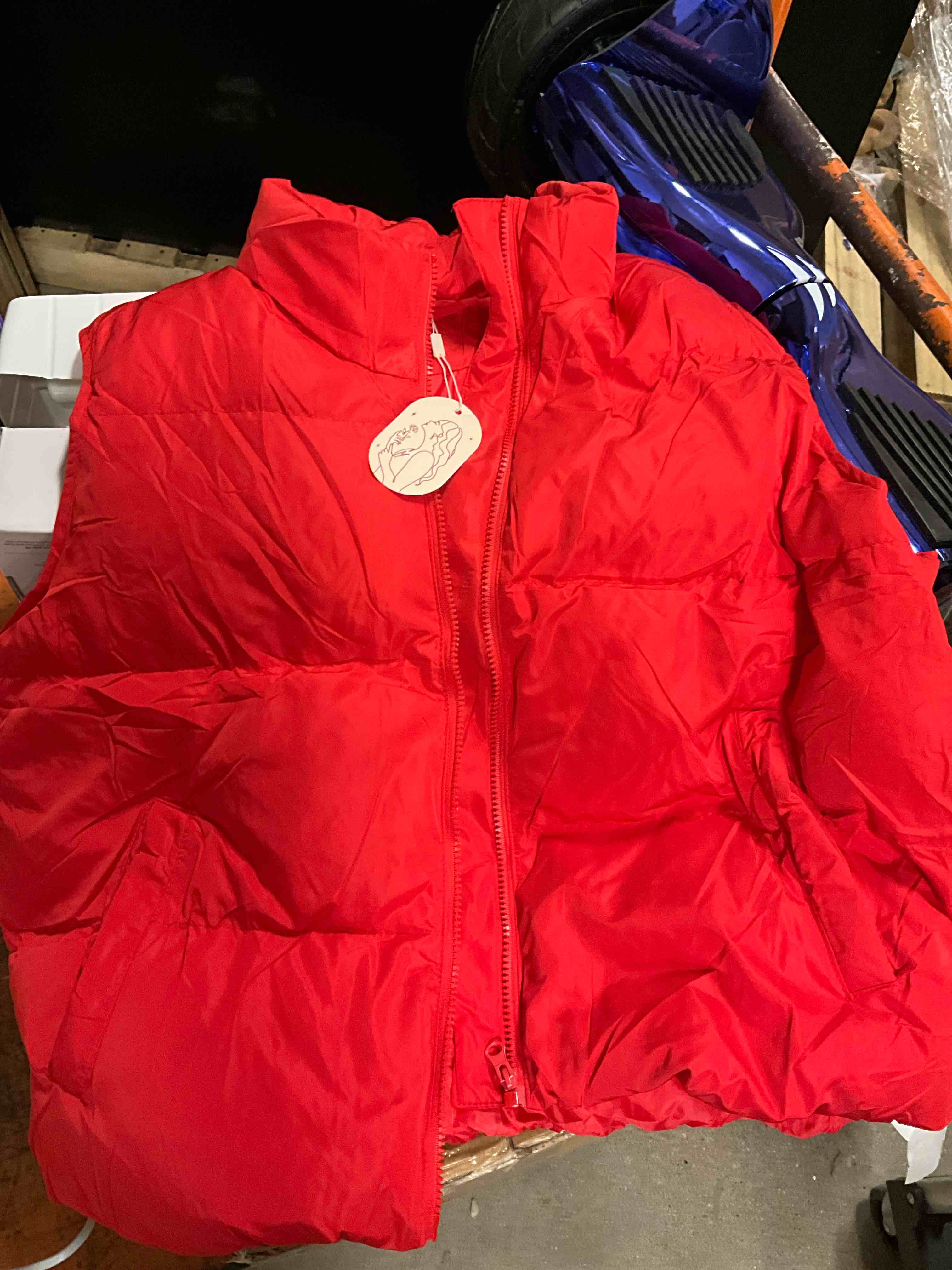 Women Puffer Vest Sleeveless Cropped Outerwear Warm Winter Lightweight Coat Stand Up Collar Down Jackets With Pockets Size XL