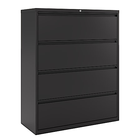 Lateral 4-Drawer File Cabinet, Black