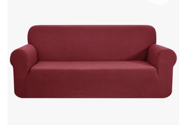  Textured Grids 2 Pieces High Stretch Soft Box Cushion Sofa Slipcover