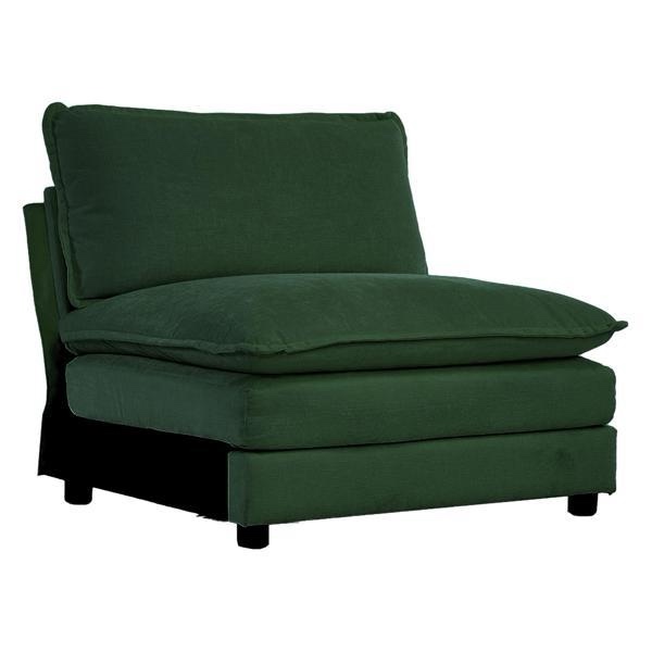 Armless Sofa - 1 Seater - Green Chenille Fabric