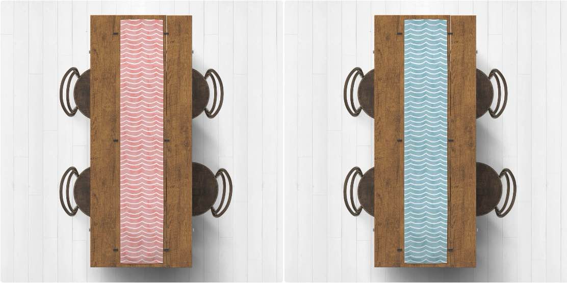 Bauman Soft Waves Table Runner 2Pk Blue/Pink