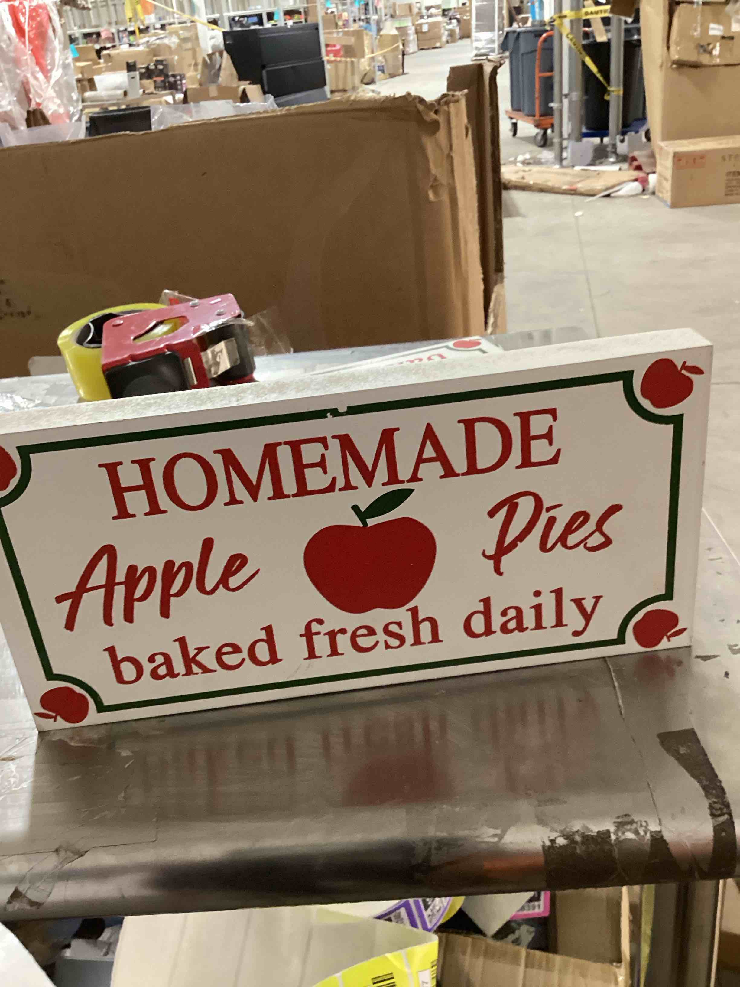 Homemade apple pie baked freshly daily wooden signs
