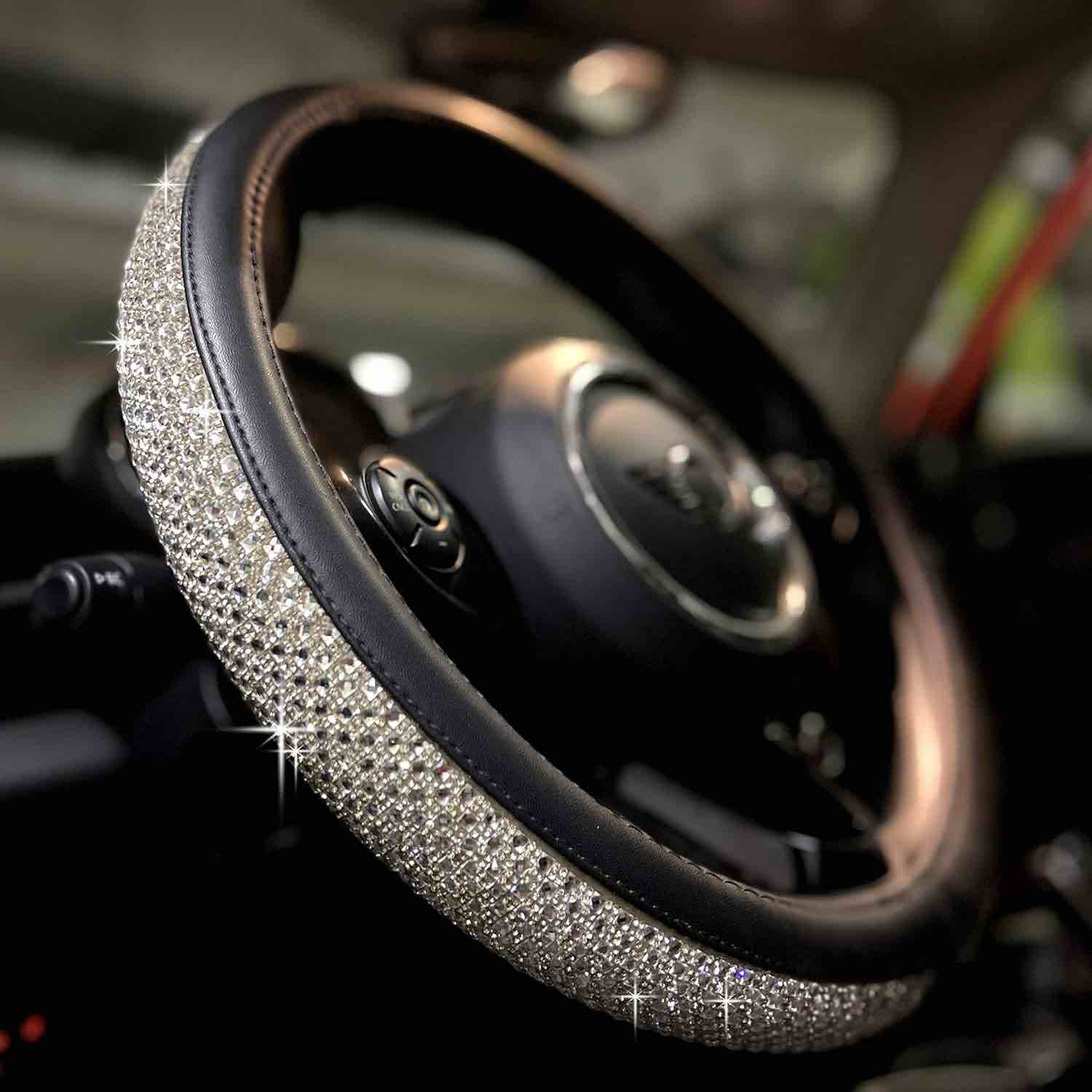 steering wheel covers black with rhinestones