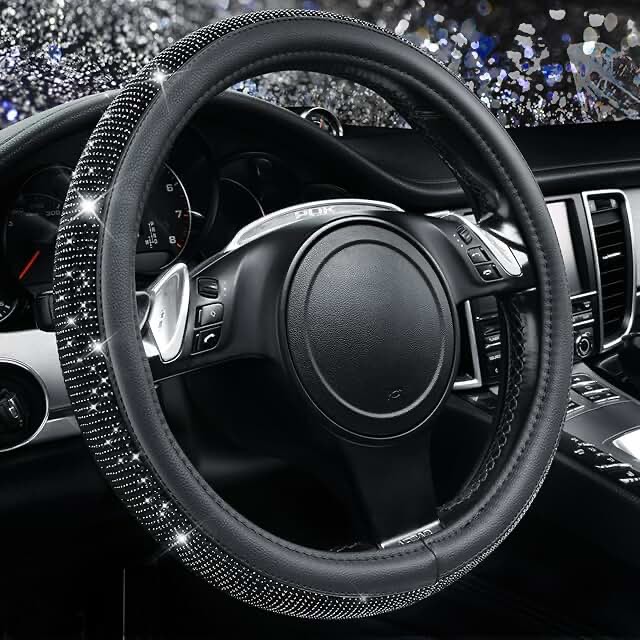 steering wheel covers black with rhinestones