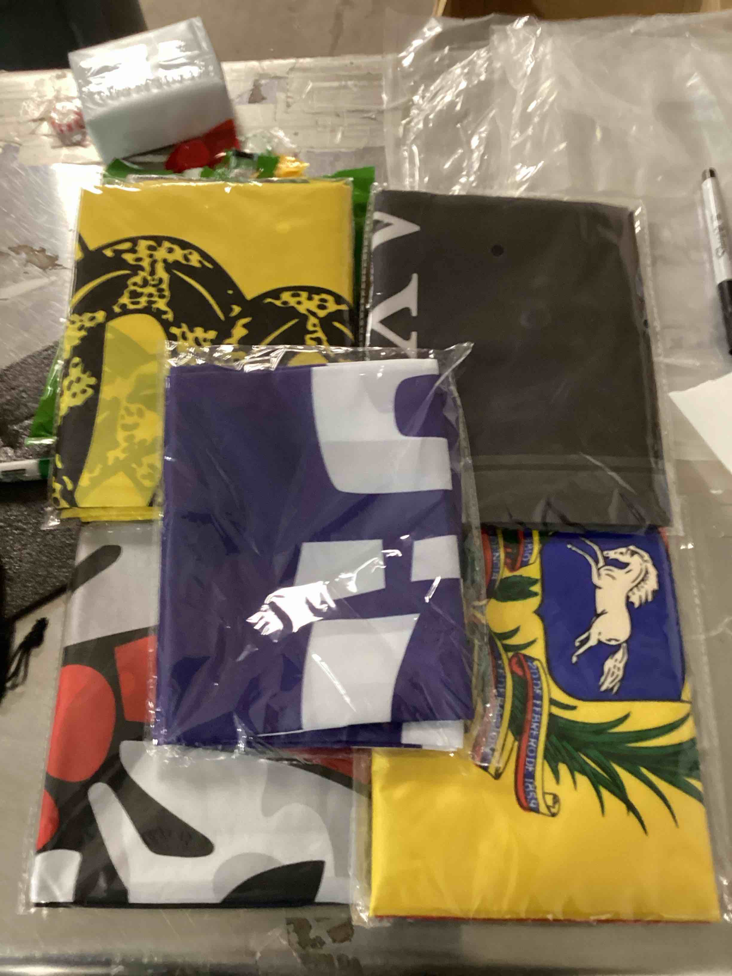 Assorted flags five and a bag