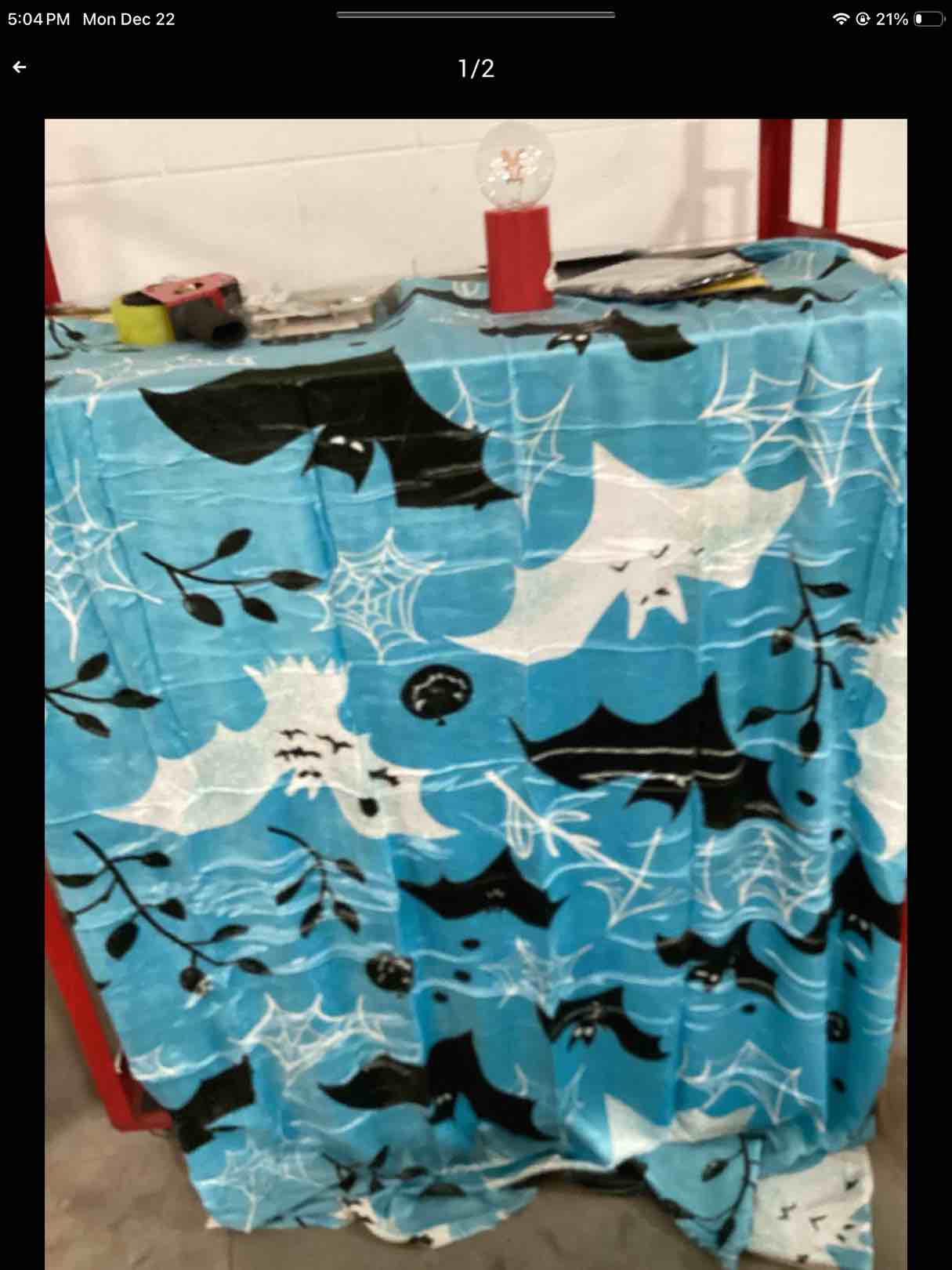 Blue Throw Blanket With Bats And Spider Webs