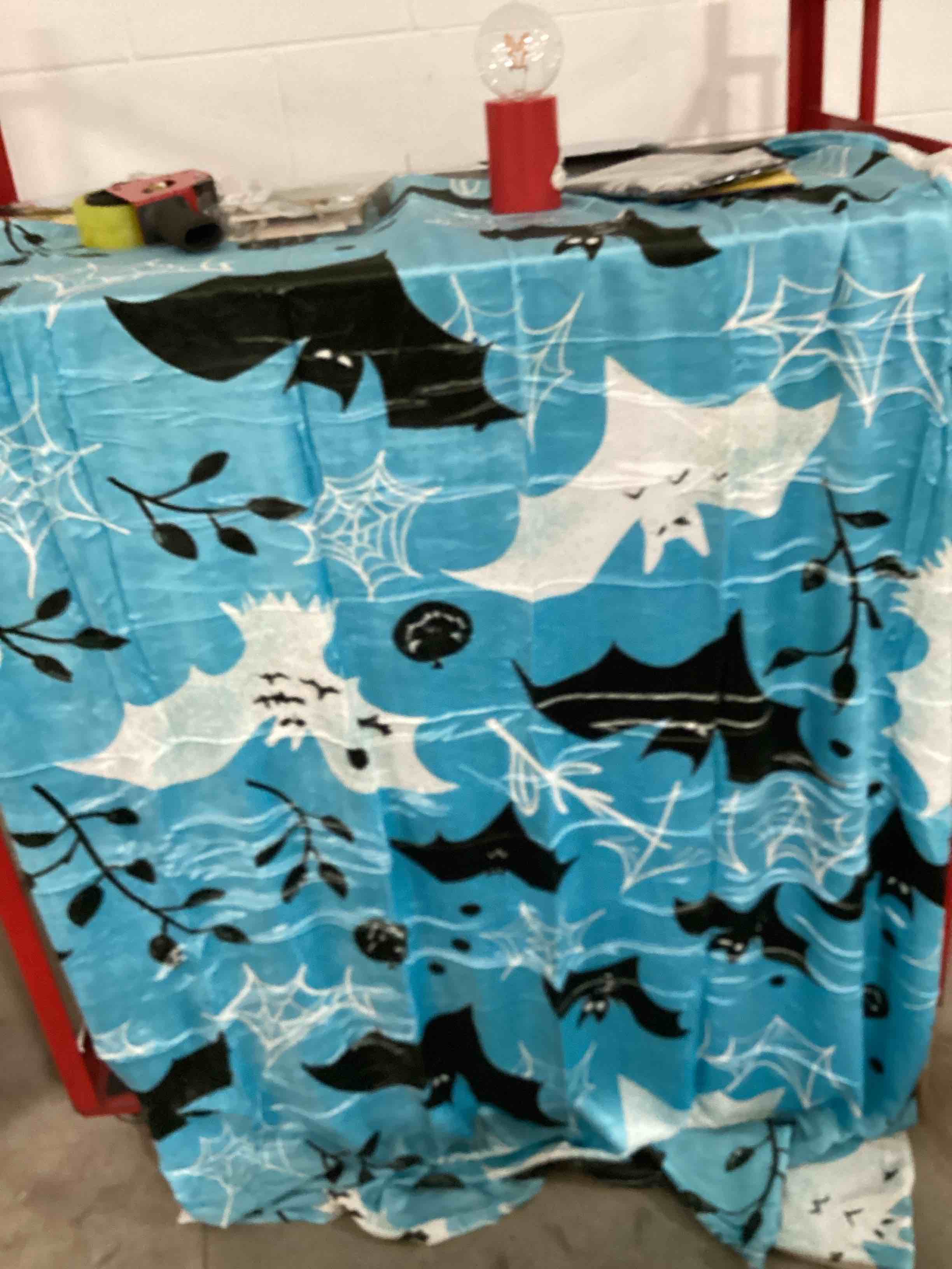 Blue Throw Blanket With Bats And Spider Webs