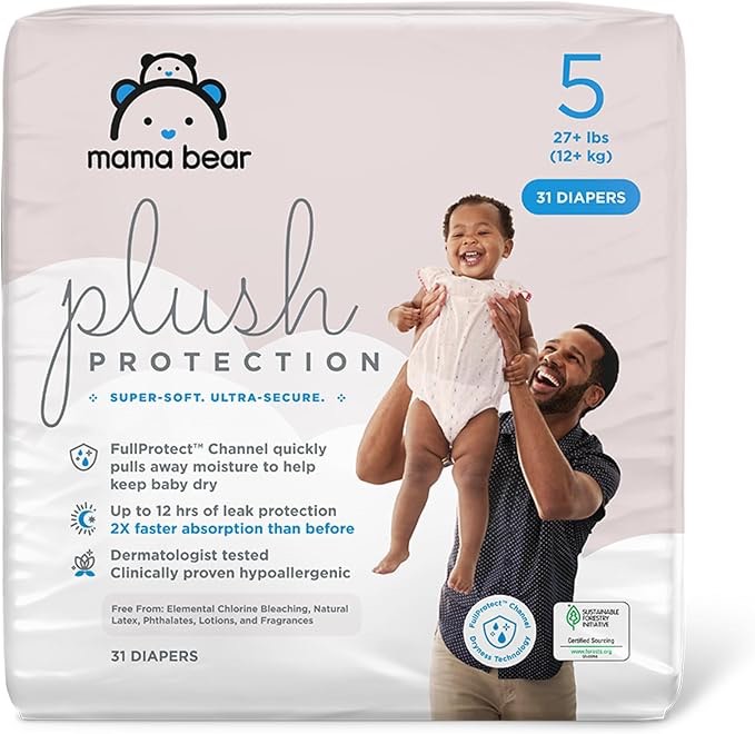 mama bear, plush protection size 5 diapers