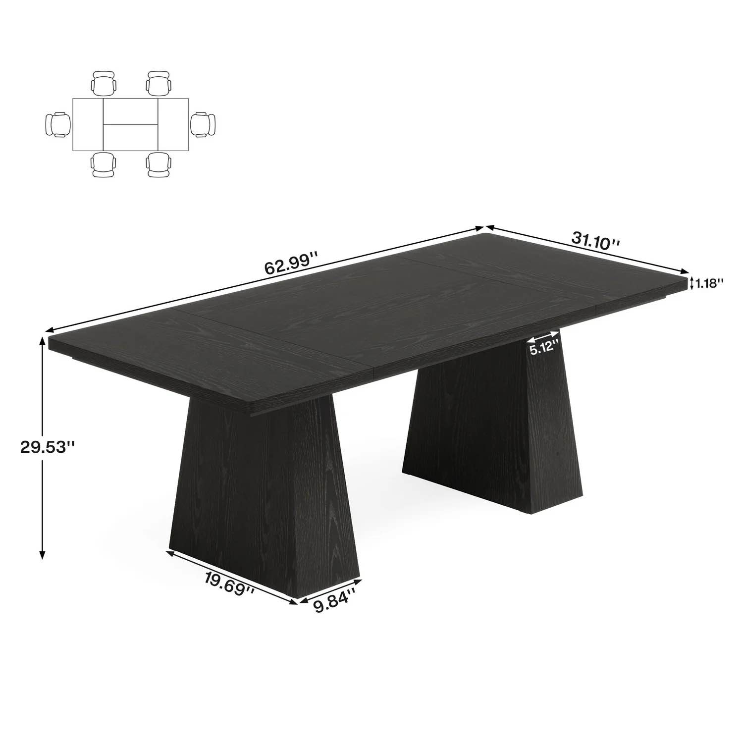 63 inch Table Dark Wood color