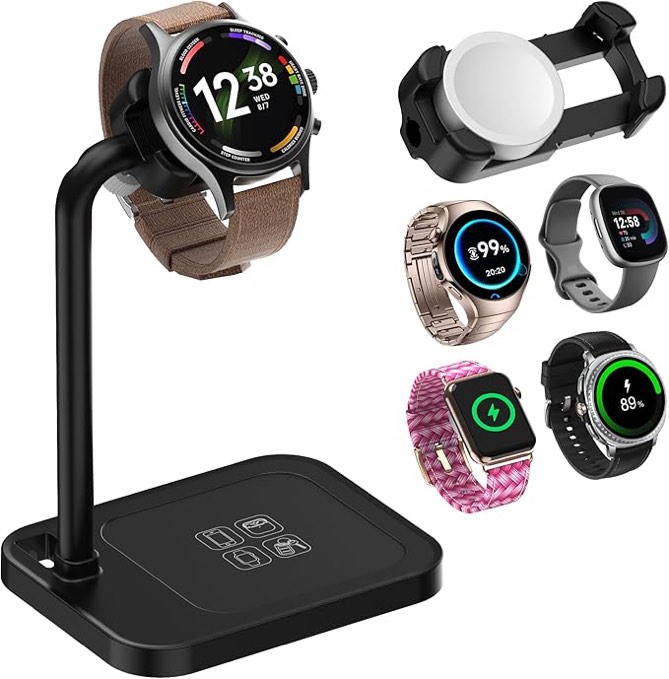 Universal Smart Watch Dock, Adjustable Telescopic Charging Stand, Compatible with Samsung/Google/Pixel/Fossil/Fitbit/Garmin/Huawei/AMAZTIM/Amazfit/Suunto/xiaomi(2S
