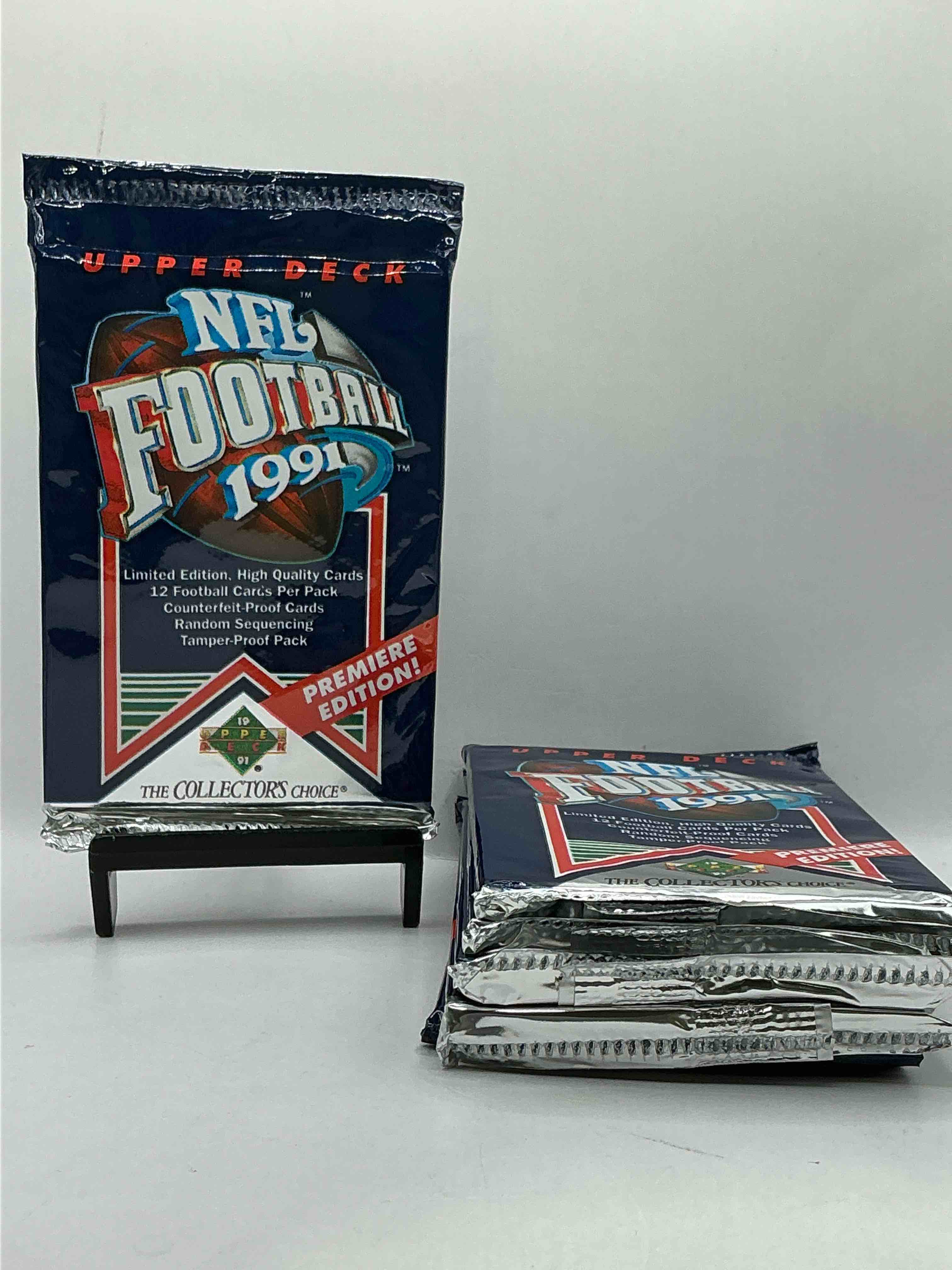 rare & vintage! 1991 upper deck premier edition unopened nfl football packs! direct from original box! brett favre rookie year! search for brett favre rookie & other 80s stars!