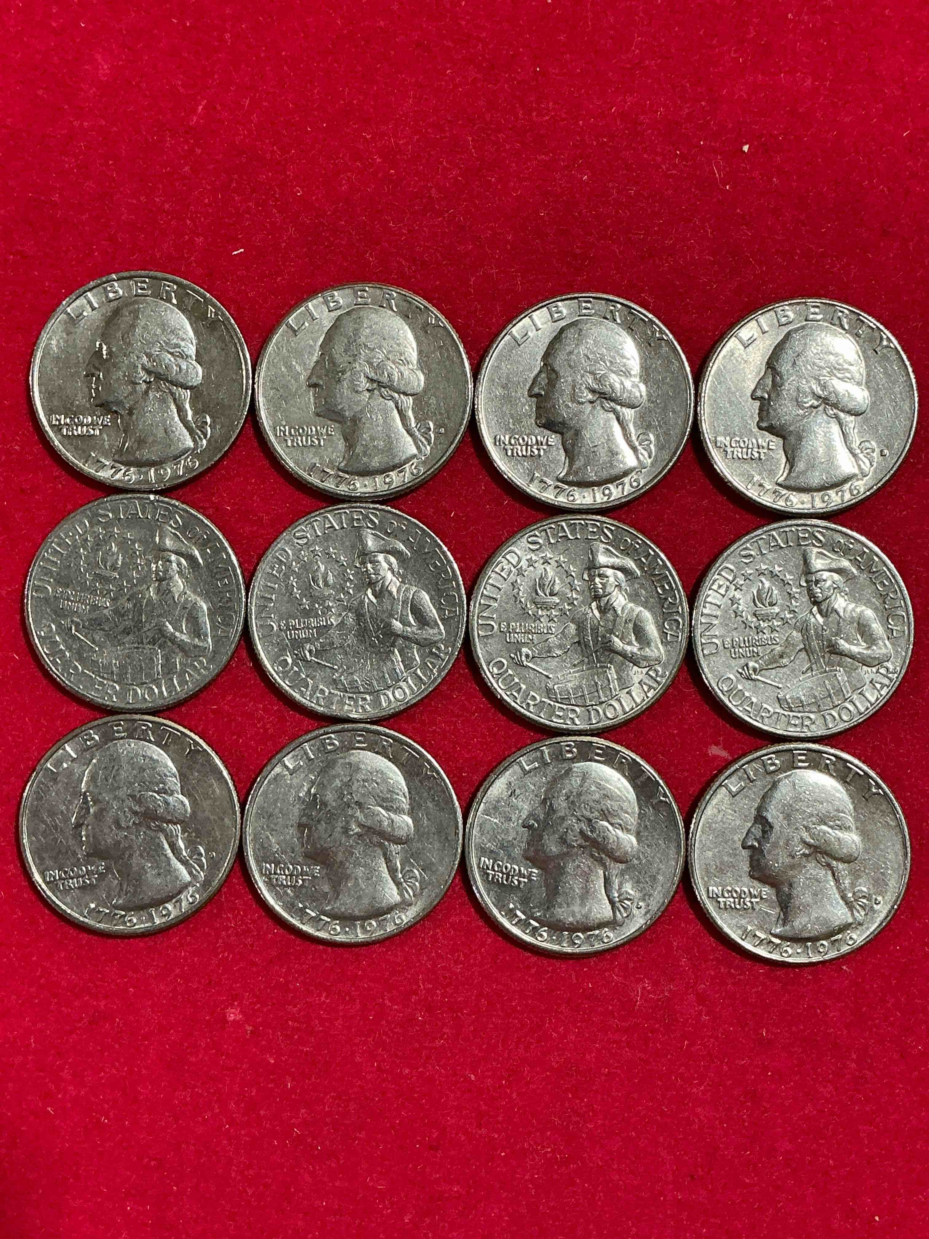 1976 bicentennial bliss! quarters! in 1976 the u.s. mint produced coins celebrating the 200 year anniversary of america. up for auction are awesome examples of bicentennial quarters produced for this... the infamous 200 year anniversary edition! highly desirable for collectors! own pieces of history & get ready for america's 250 year anniversary coming soon!