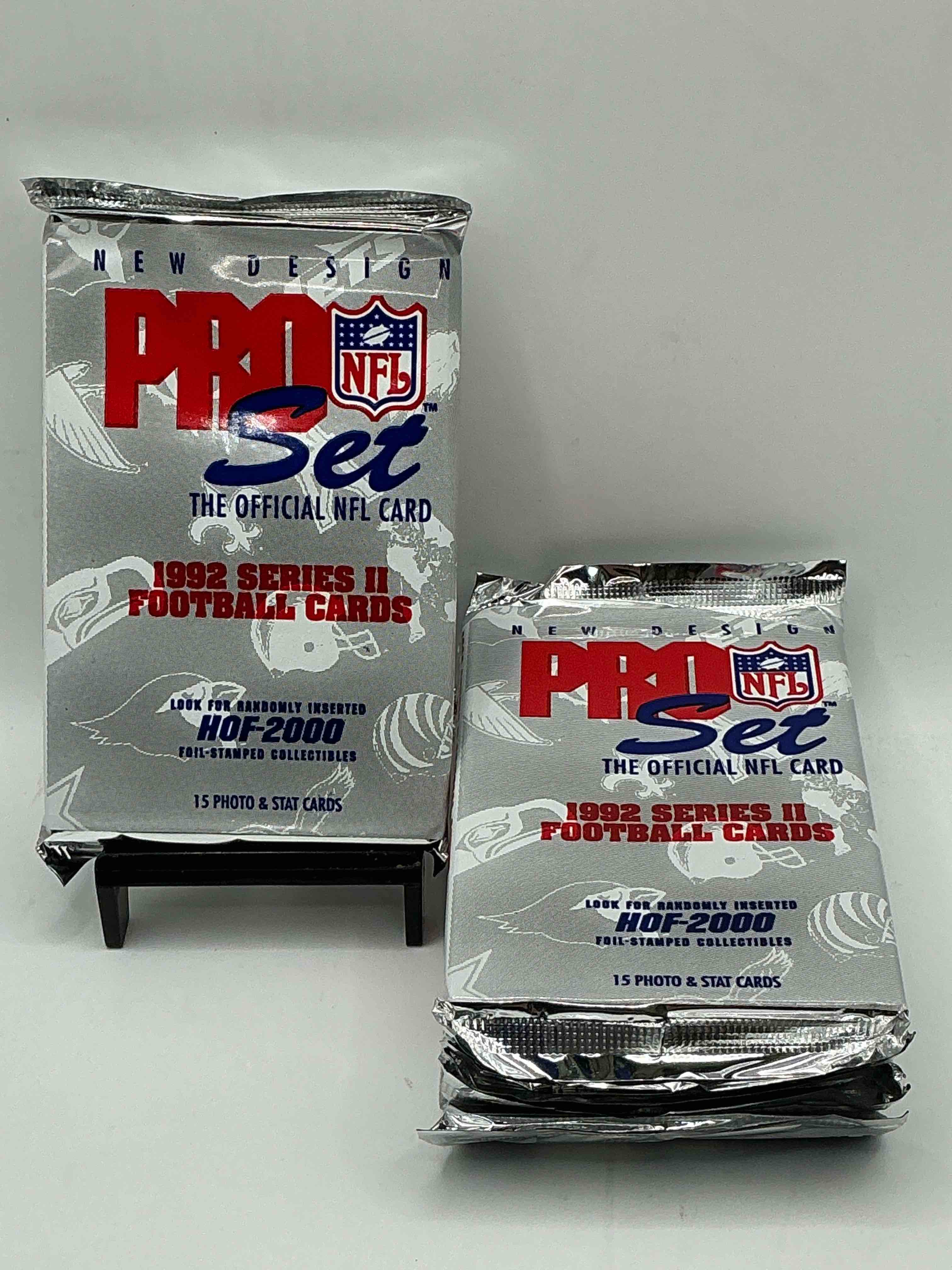 nfl pro set! wow! 1992 series ii football cards! possible rice, montana, elway, sanders, jackson & more! search for limited edition randomly inserted hof 2000 stamped collectibles! 