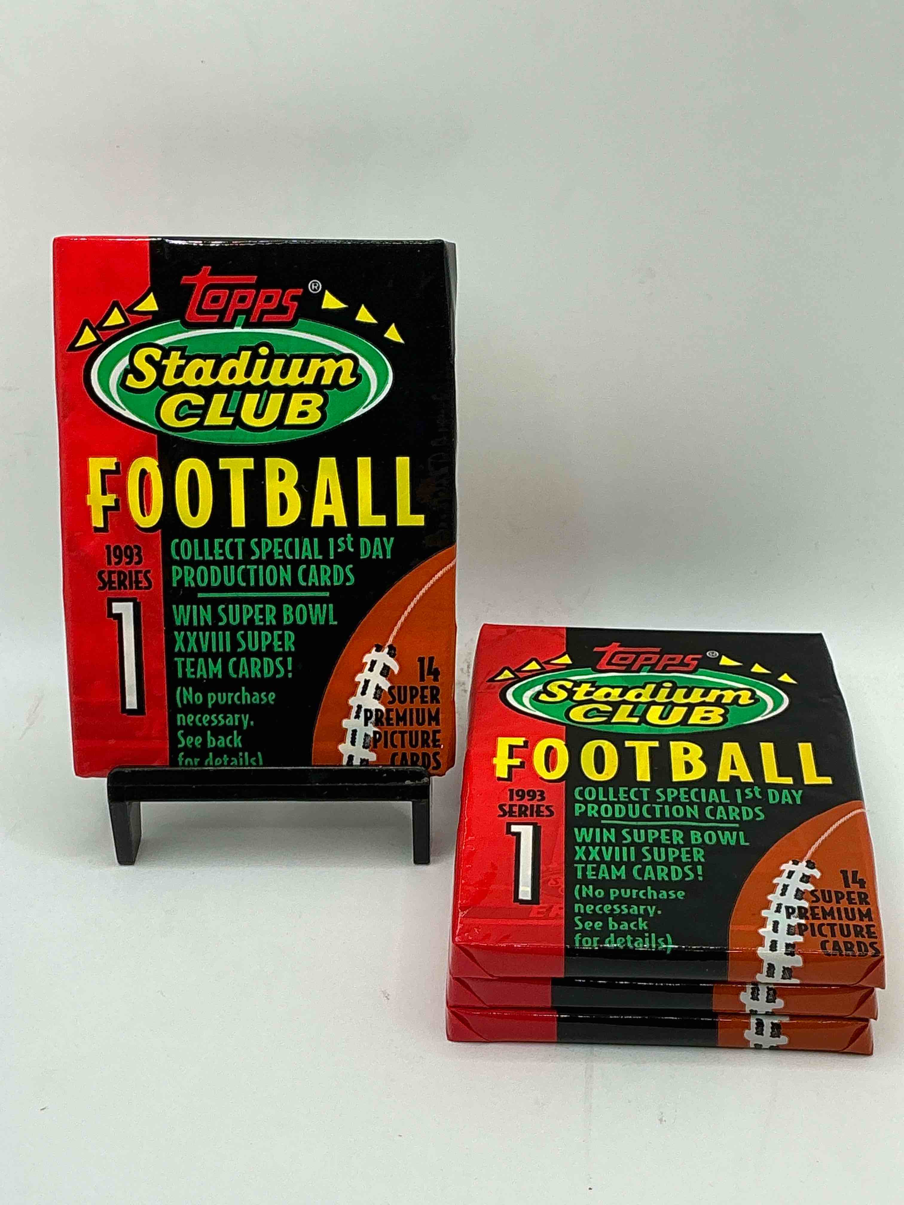 topps stadium club football 1993! wow! still in original wrap! drew bledsoe, marvin jones, jerome bettis & more! awesome 90’s sports cards!