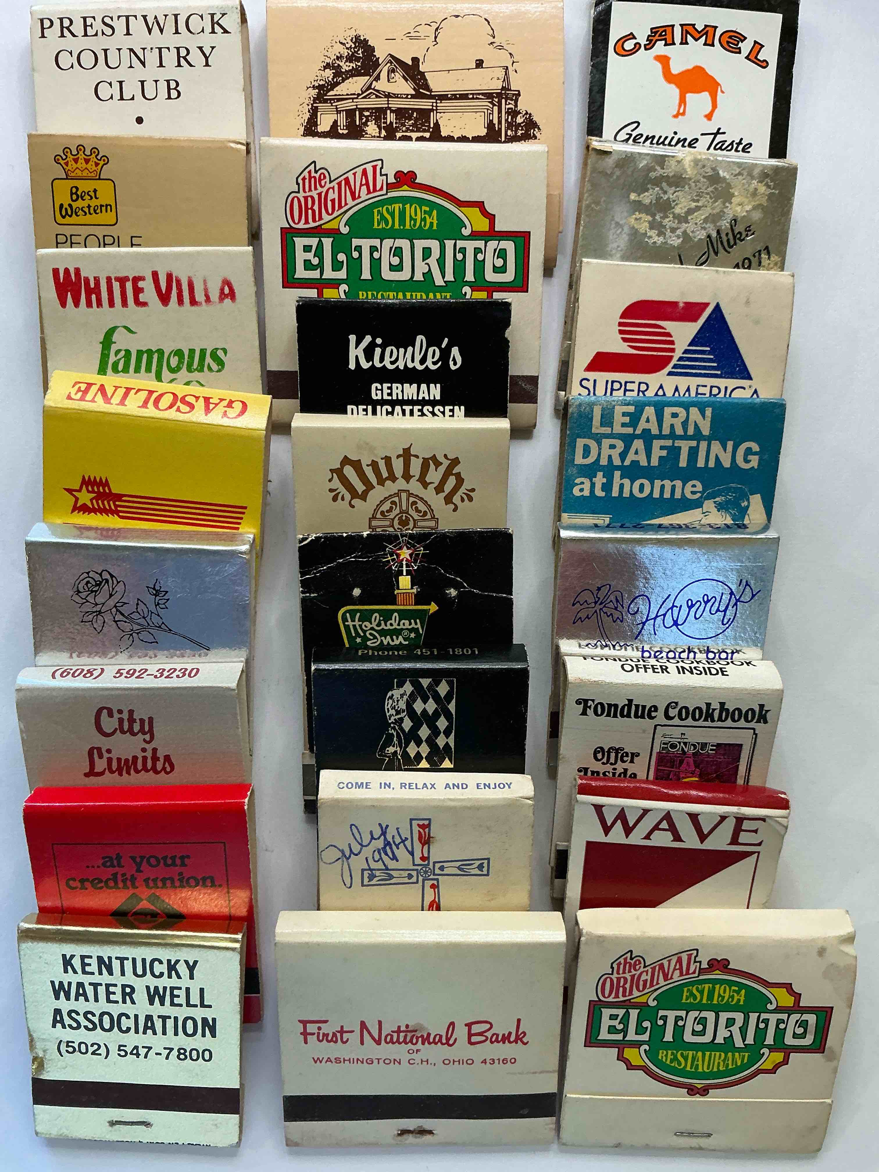 vintage matchbooks!  a crazy hard to collect collection of matchbooks from all over, many from places that no longer exist!  collection spans decades & decades!  most books are complete with all matches!  one of a kind collection!  all original & impossible to find anywhere else!
