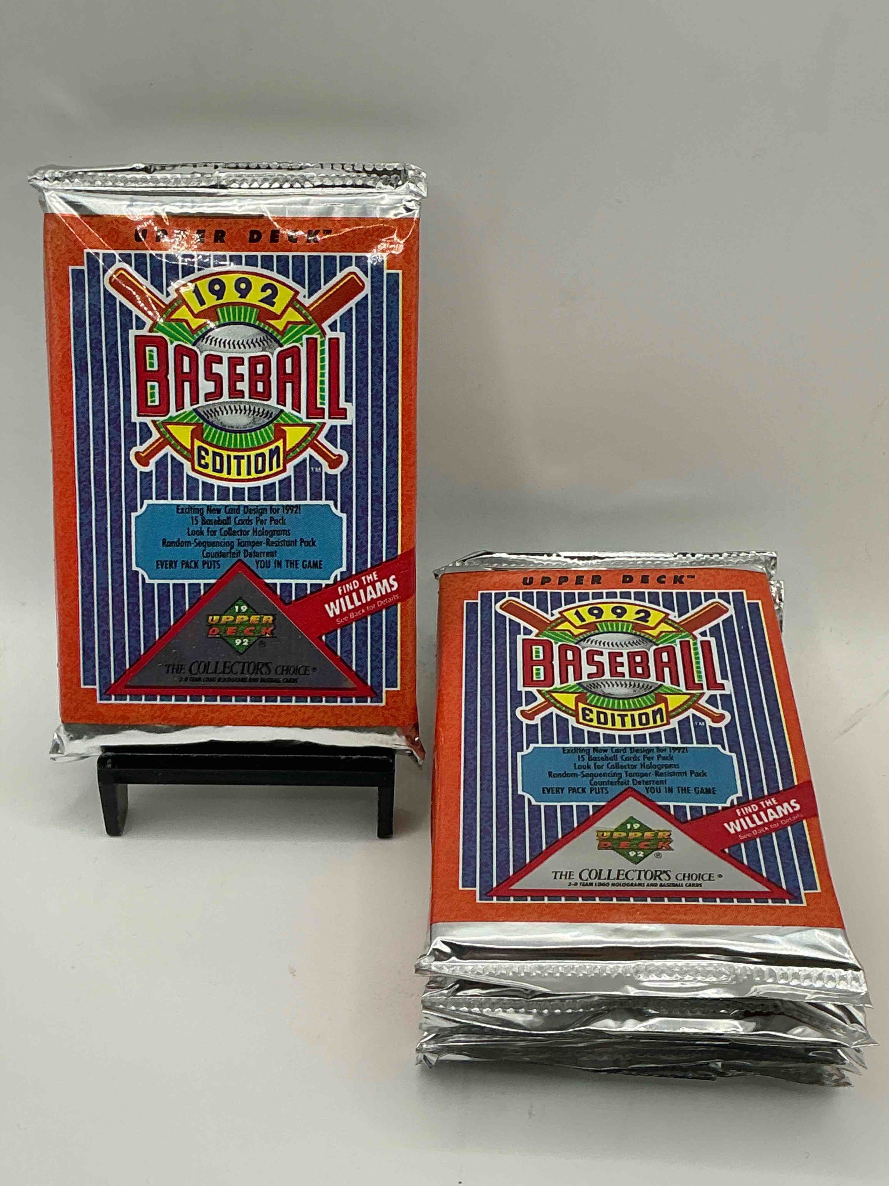 find the williams! 1992 edition upper deck baseball cards!  direct from original retail case! an uncommon find for sure! search for rookie cards from pedro martinez, manny ramirez & so much more! awesome, uncommon sports memorabilia!