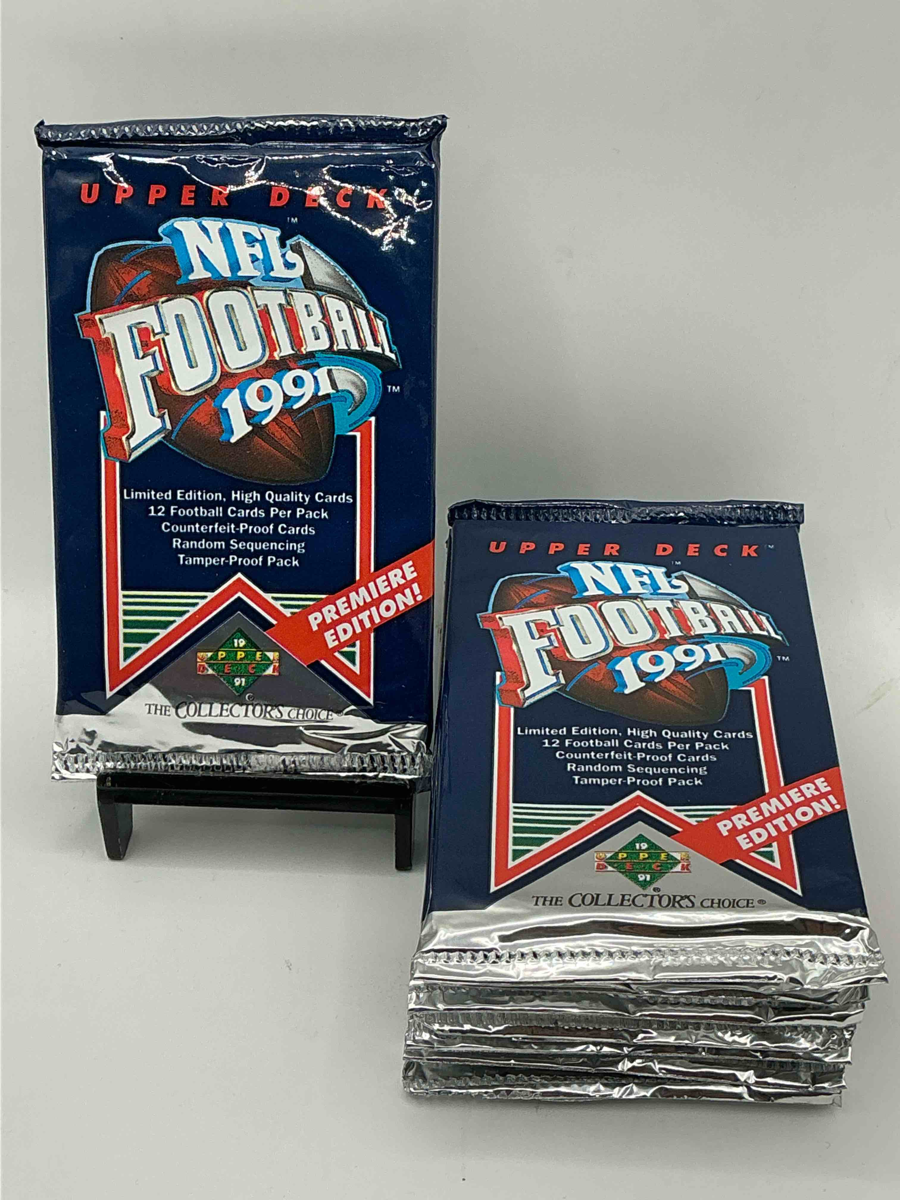 rare & vintage! 1991 upper deck premier edition unopened nfl football packs! direct from original box! brett favre rookie year! search for brett favre rookie & other 80s stars!
