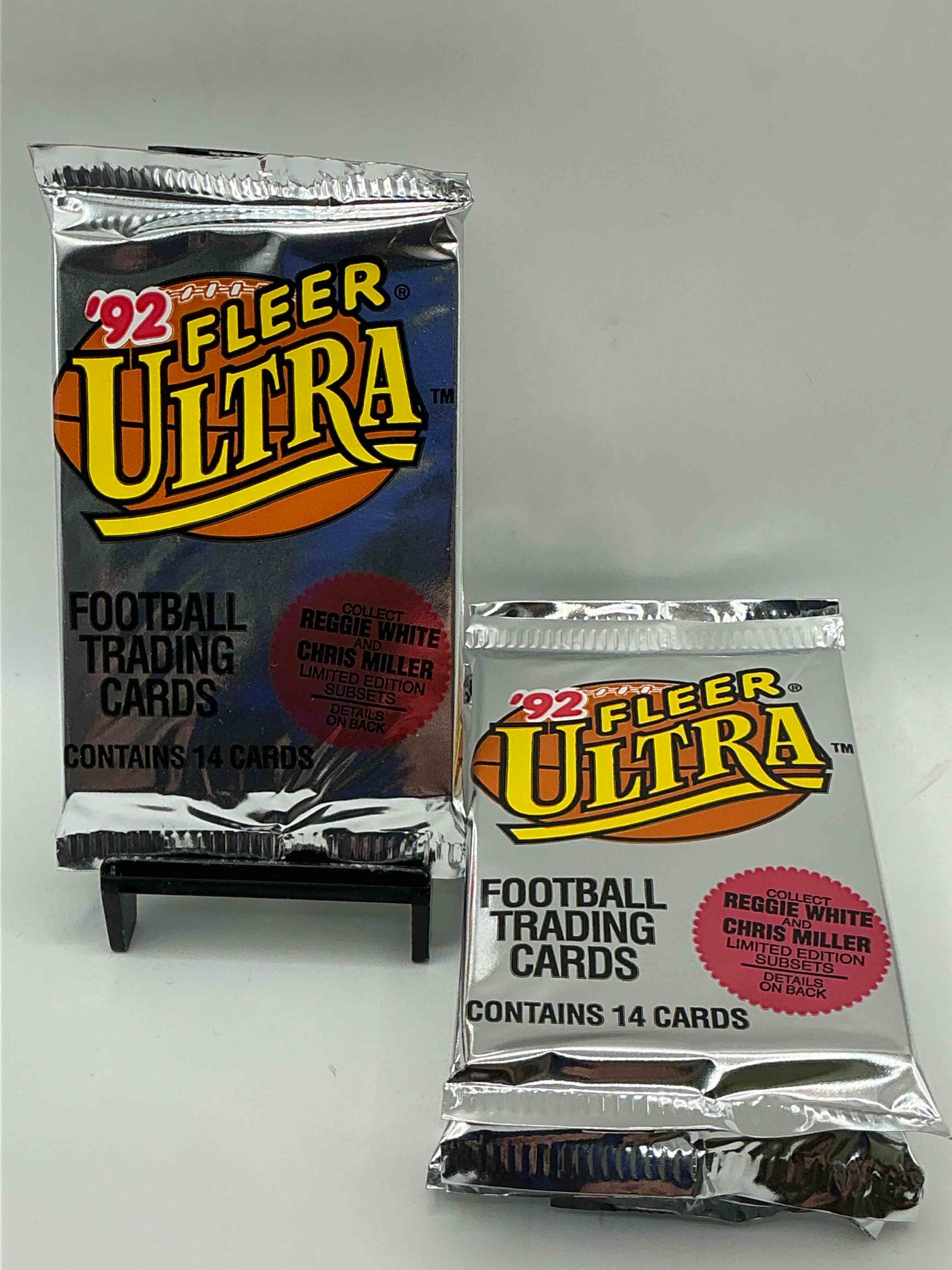 1992 fleer ultra football unopened packs, straight from box! search for awesome cards from barry sanders, emmitt smith, brett favre & other 80's & early 90's stars! also, search for mark rypien performance highlights cards!