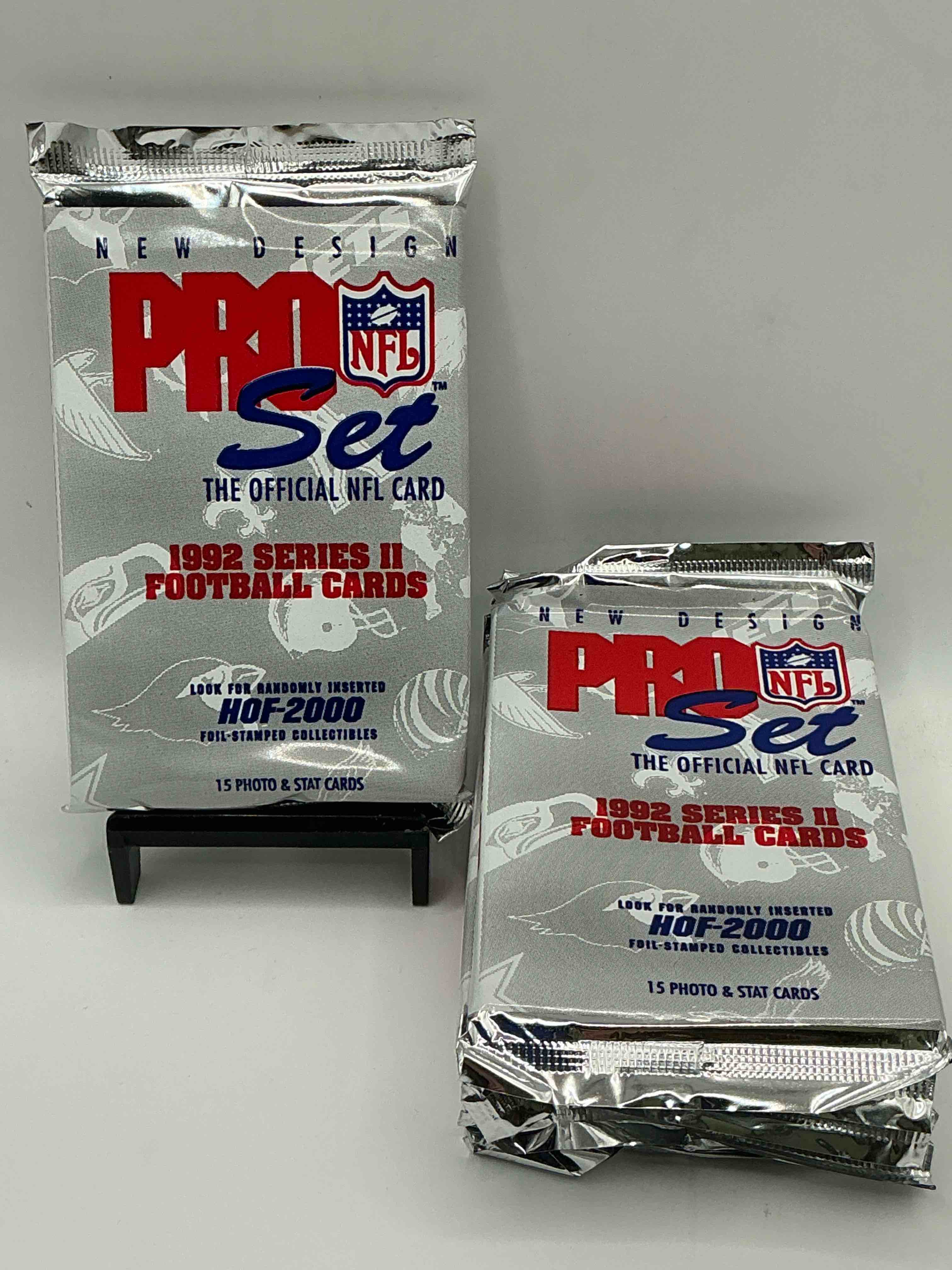 nfl pro set! wow! 1992 series ii football cards! possible rice, montana, elway, sanders, jackson & more! search for limited edition randomly inserted hof 2000 stamped collectibles! 