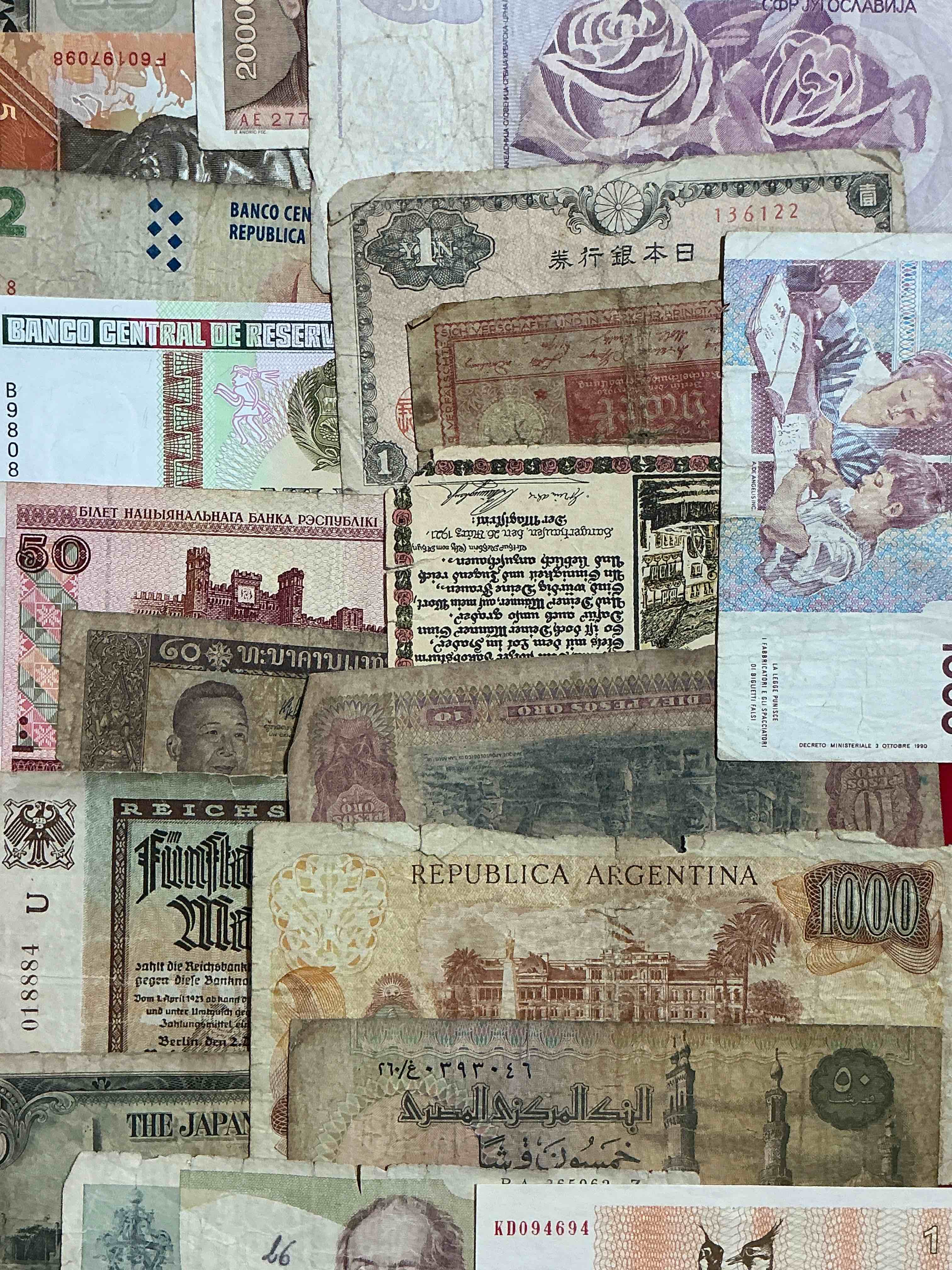 World Antique & Modern Authentic Paper Money! Genuine Paper Currency From Around The World, All Bills Unique & Typically Span The Last 100 Years Or So! In Circulated & Uncirculated Condition! Impossible To Collect! 