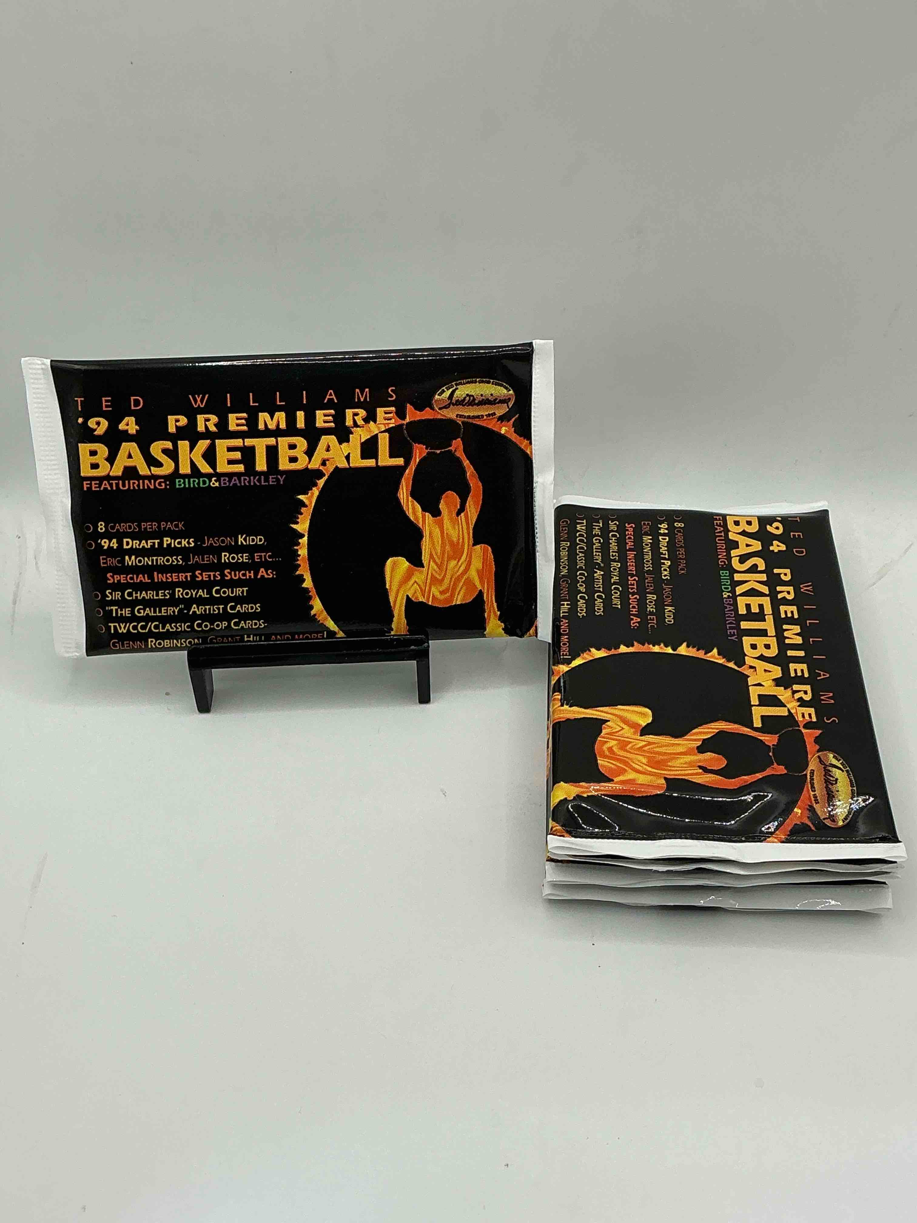 1994 ted williams premiere unopened basketball packs! search for jason kidd & grant hill rookies, along with other big names from the year! look for exclusive co-op cards! wow!