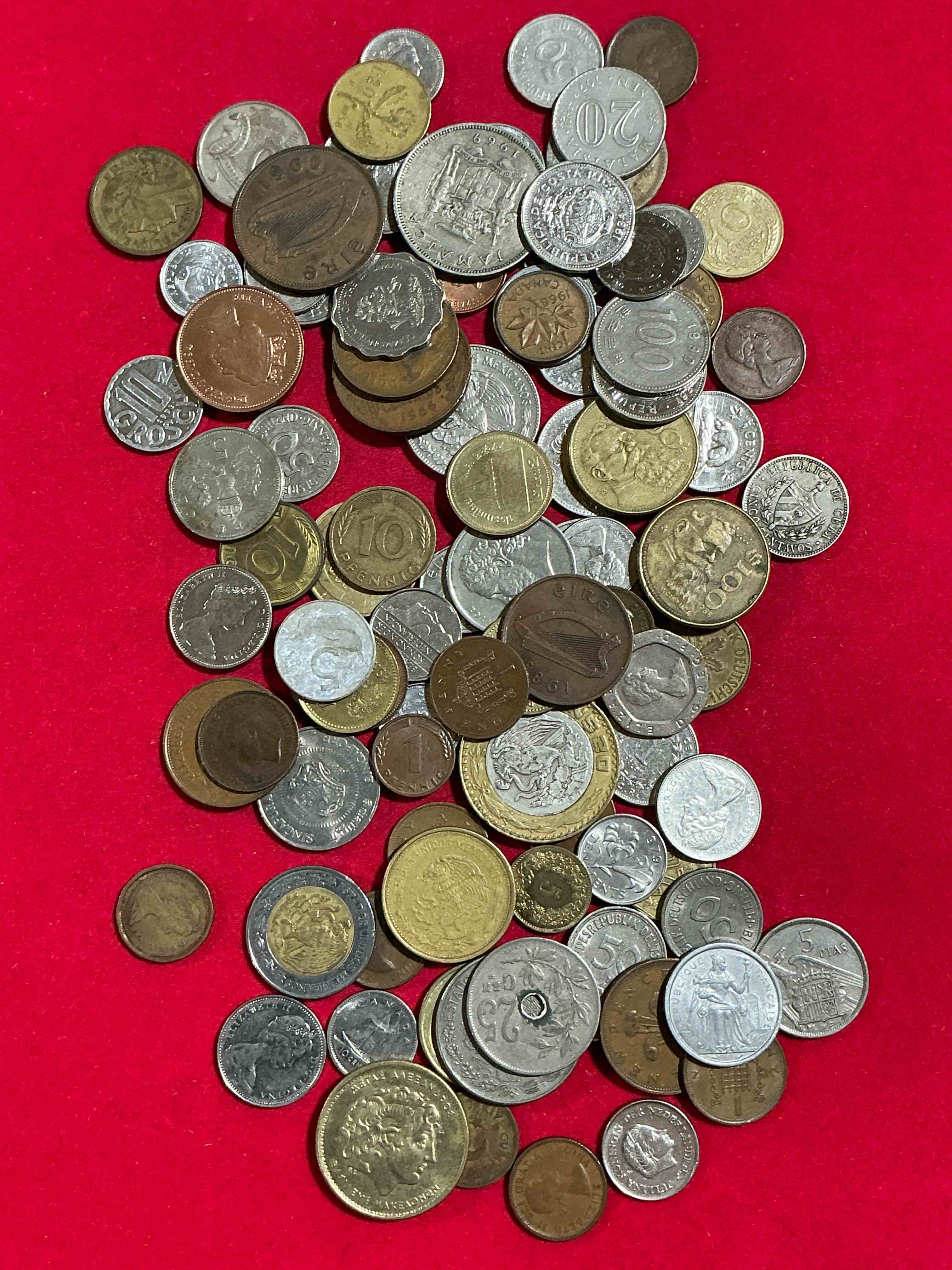 Condition photo showing Good Condition for world coins, antique & vintage! each lot is unique! many different years, countries, sizes & exotic places. this cool collection of antique coins from around the world is loads of fun! have fun identifying each coin & country as a great educational tool! a great investment too!