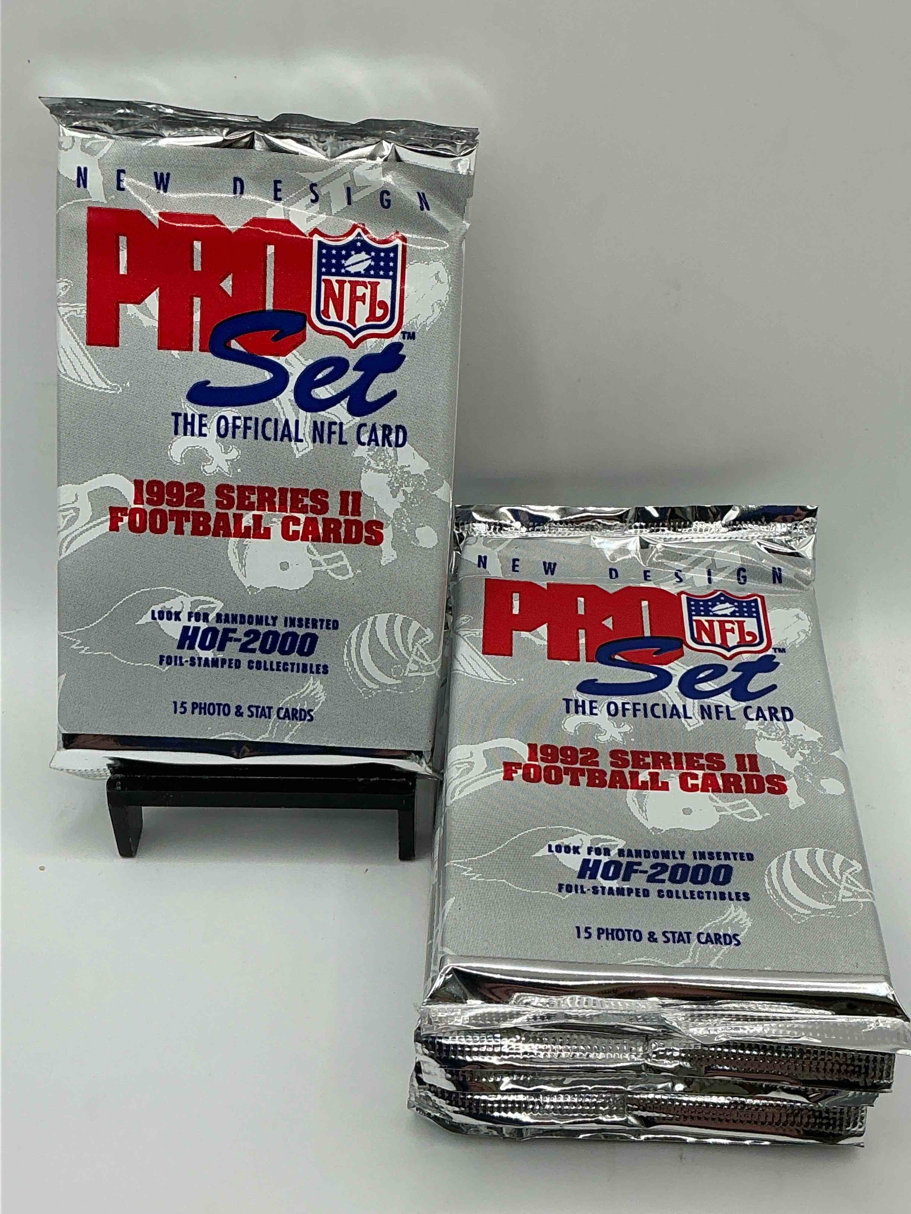 nfl pro set! wow! 1992 series ii football cards! possible rice, montana, elway, sanders, jackson & more! search for limited edition randomly inserted hof 2000 stamped collectibles! 
