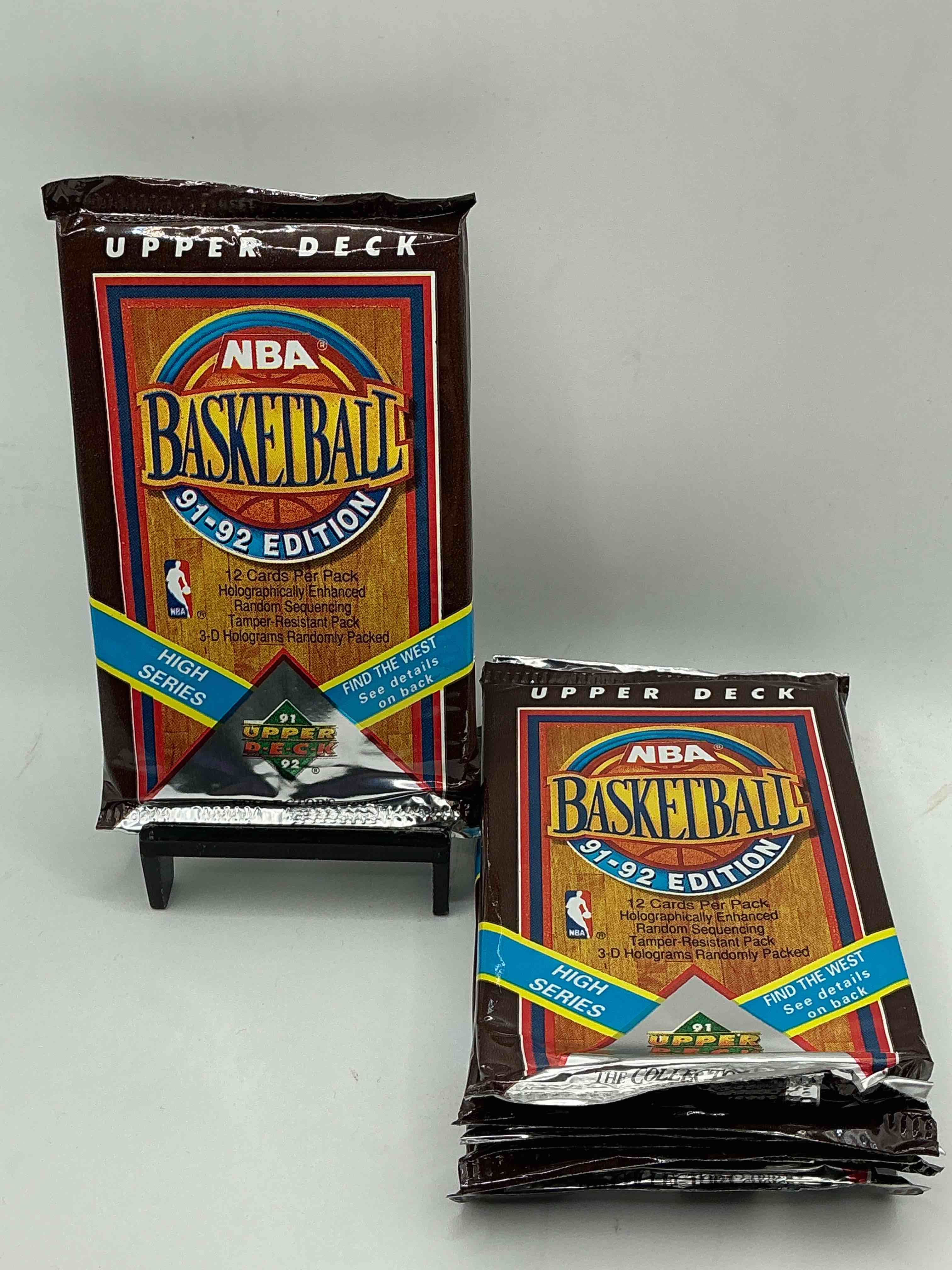 wow, find the west! 1991/92 high series upper deck nba basketball sealed pack, direct from original sealed retail case! potential to find a jerry west signature card only in this high series... super rare! also search for valuable michael jordans & too many great cards to list! an awesome investment in sports card memorabilia! you may never see these again, super rare!